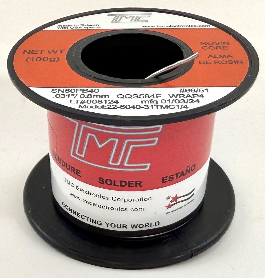60/40 Solder Wire Sn60 Pb40 0.031″ 0.8mm 2% Rosin Core 3.5oz 100g US SELLER