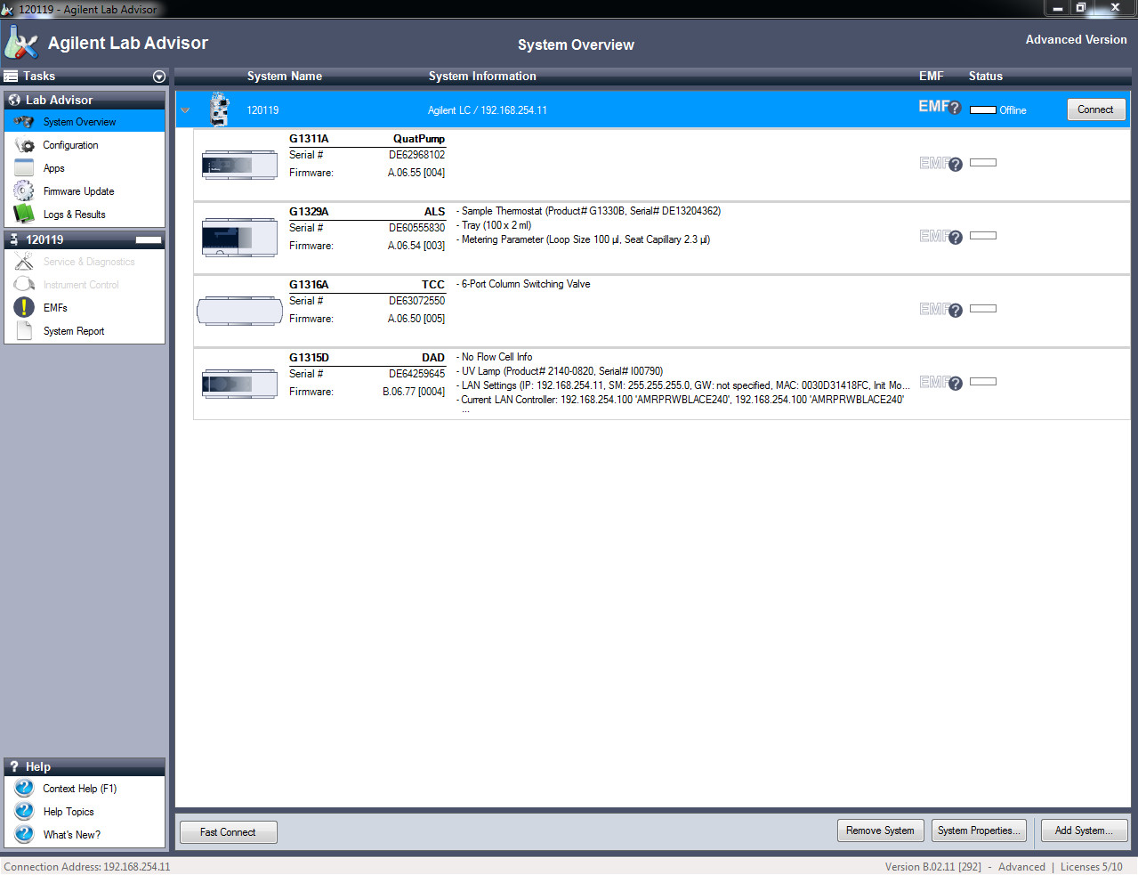 Agilent Lab Advisor B.02.11 and Waters Wyatt Astra7.3.0.11 on Win7 Lenovo PC