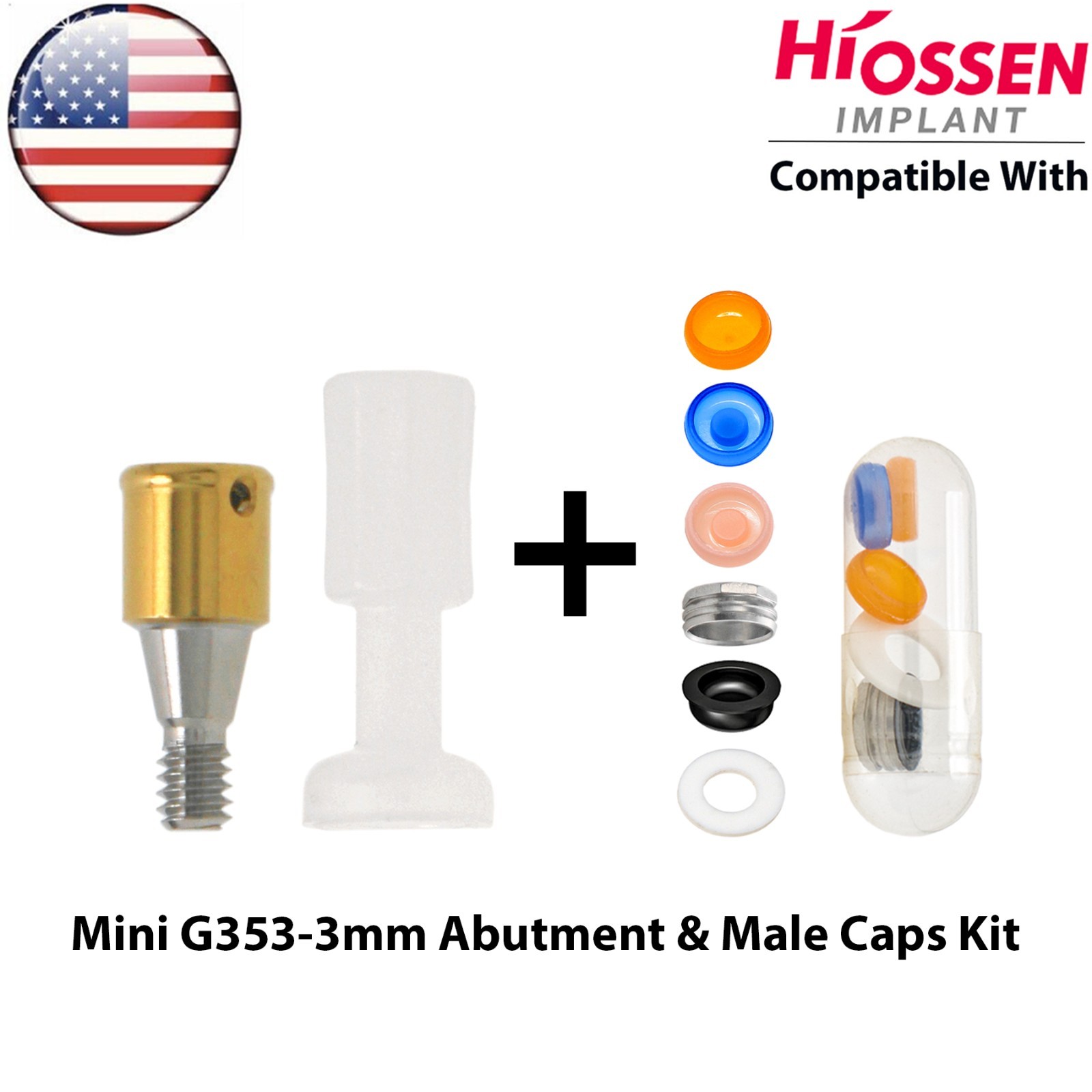 US Dental Locator Abutment Mini Regular 3/4/5mm Male Caps Kit For Hiossen Osstem