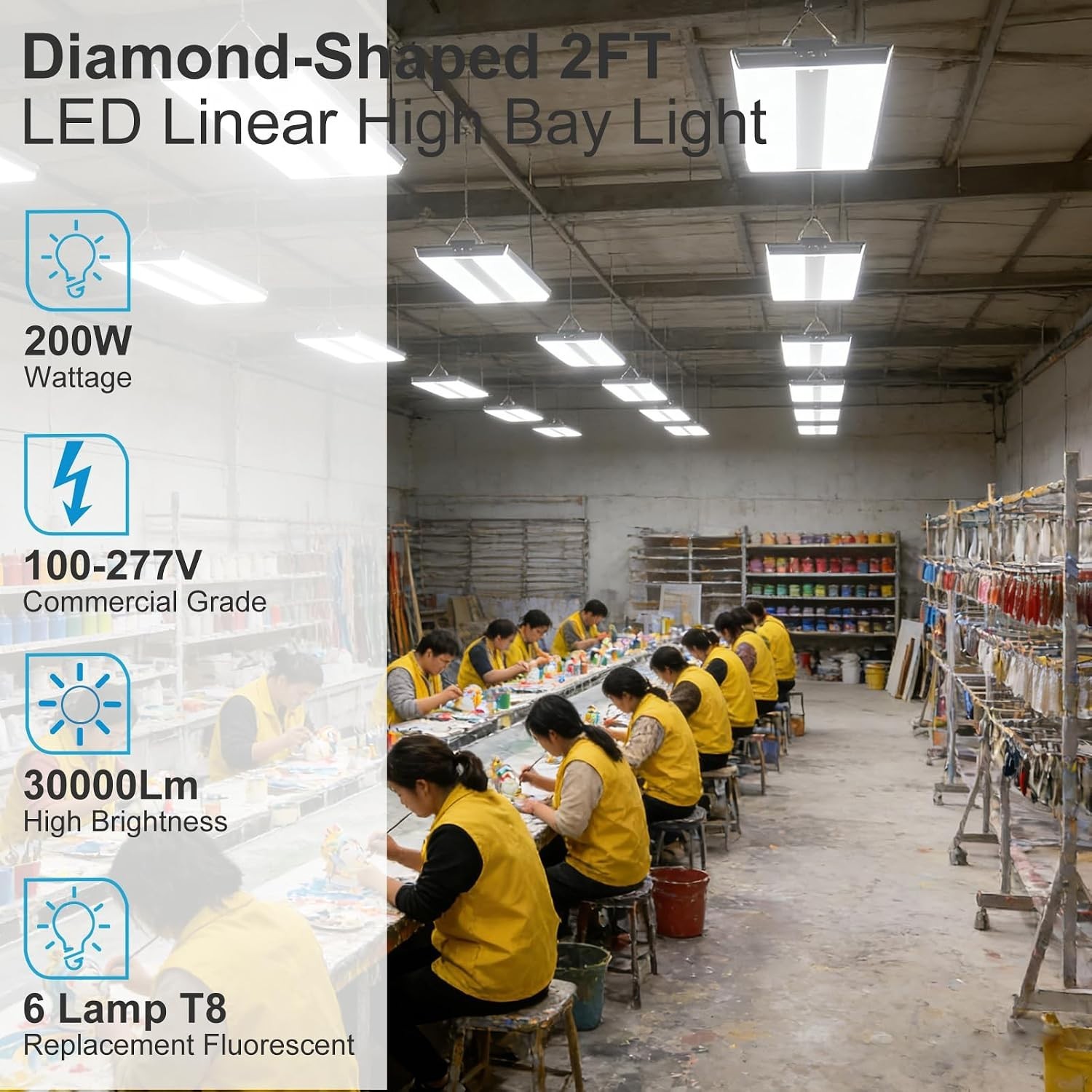 Energy-Saving 28000LM LED High Bay Lights, 8-Pack for Commercial Applications