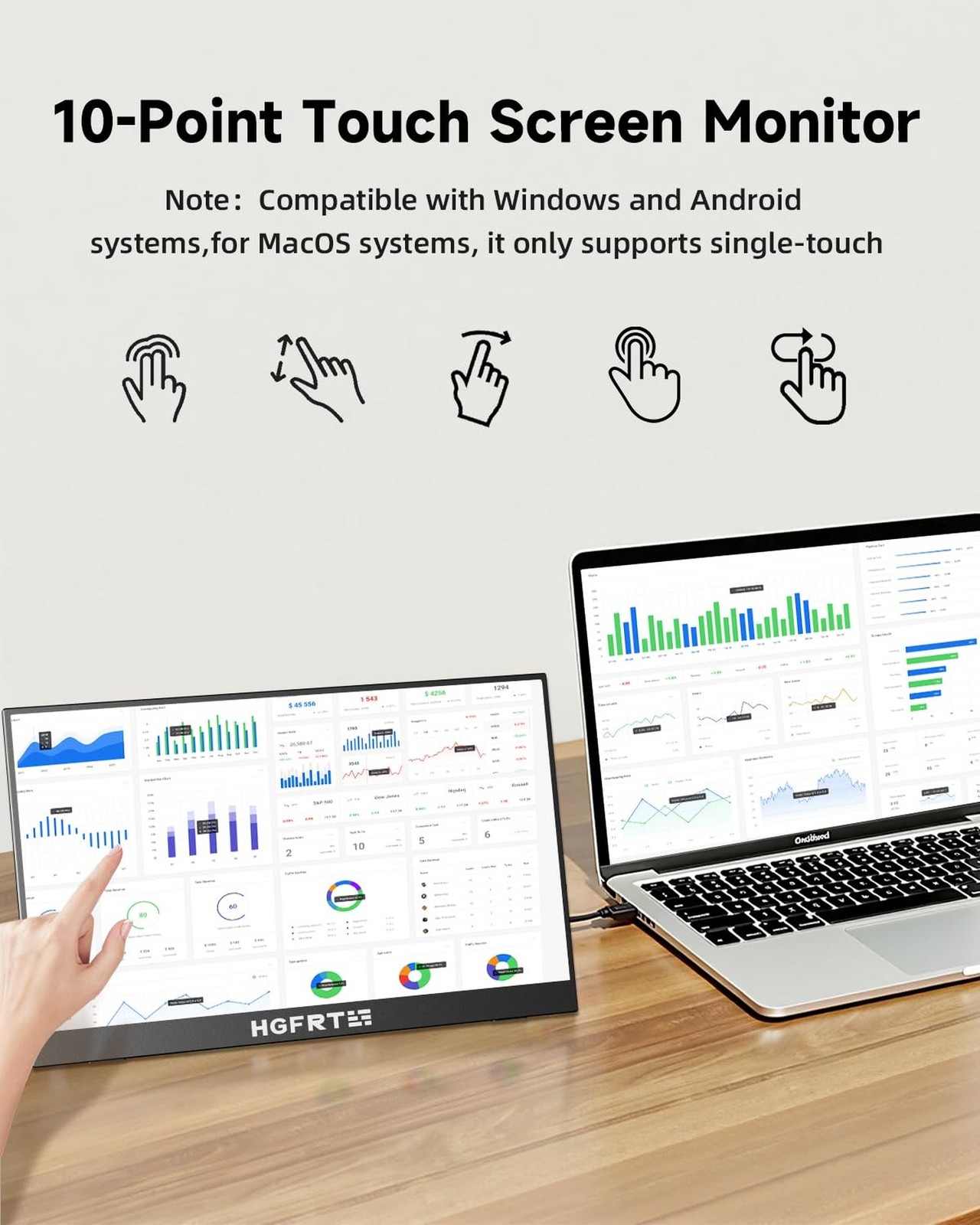 Portable Monitor Touchscreen 15.6″, 1920×1080 60Hz FHD IPS HDR 10-Point Touch…