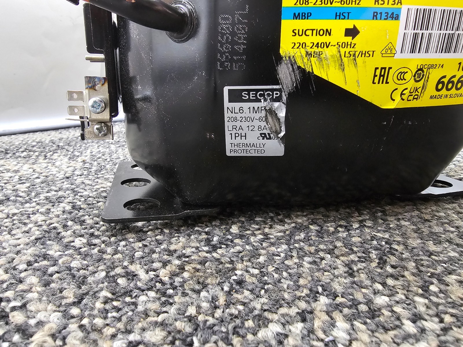SECOP 105G6660: NL6.1MF Compressor 220-240V/50Hz Stationary R513A R134a