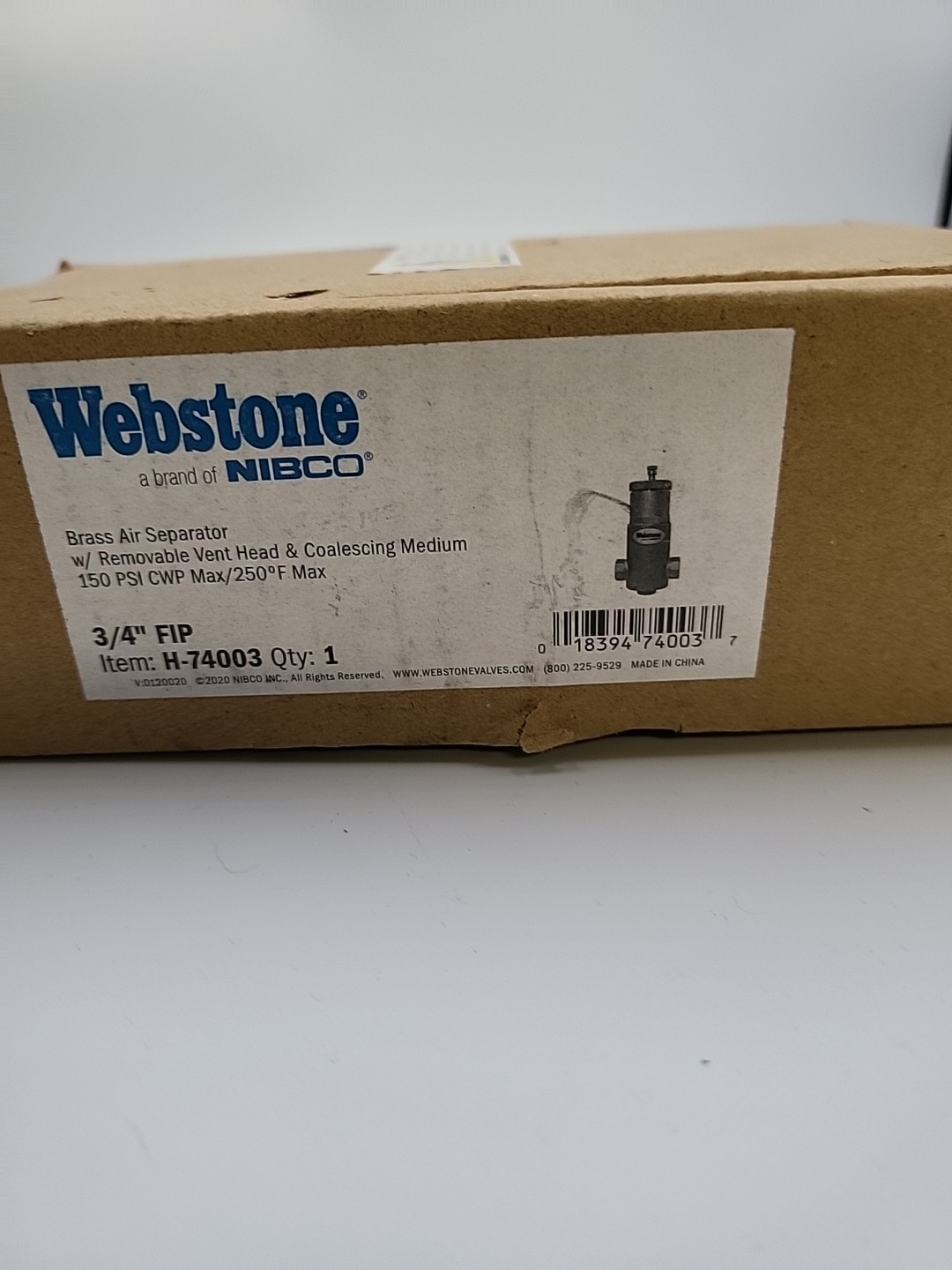 Webstone Brass Air Separator, w/Removable Vent Head & Coalescing Medium, CxC,…