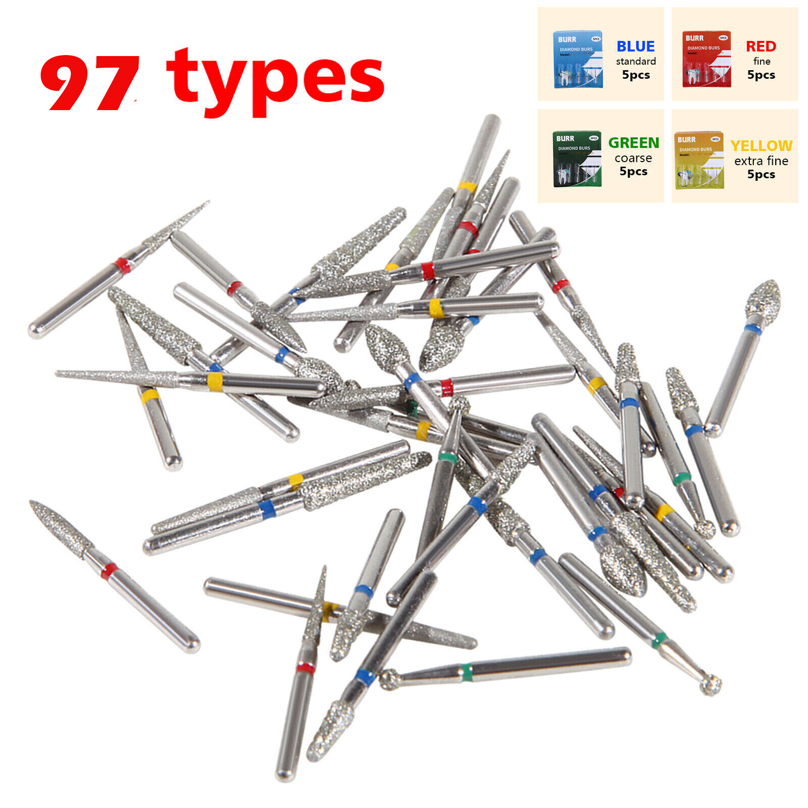 SANDENT Dental Diamond Burs FG 1.6mm for High Speed Handpiece 5Pcs/pack Drills