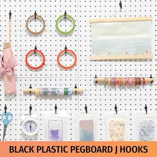HUHOLE Pegboard Plastic Hooks 100pc – Black Peg Board Hooks for Hanging Jewelry,