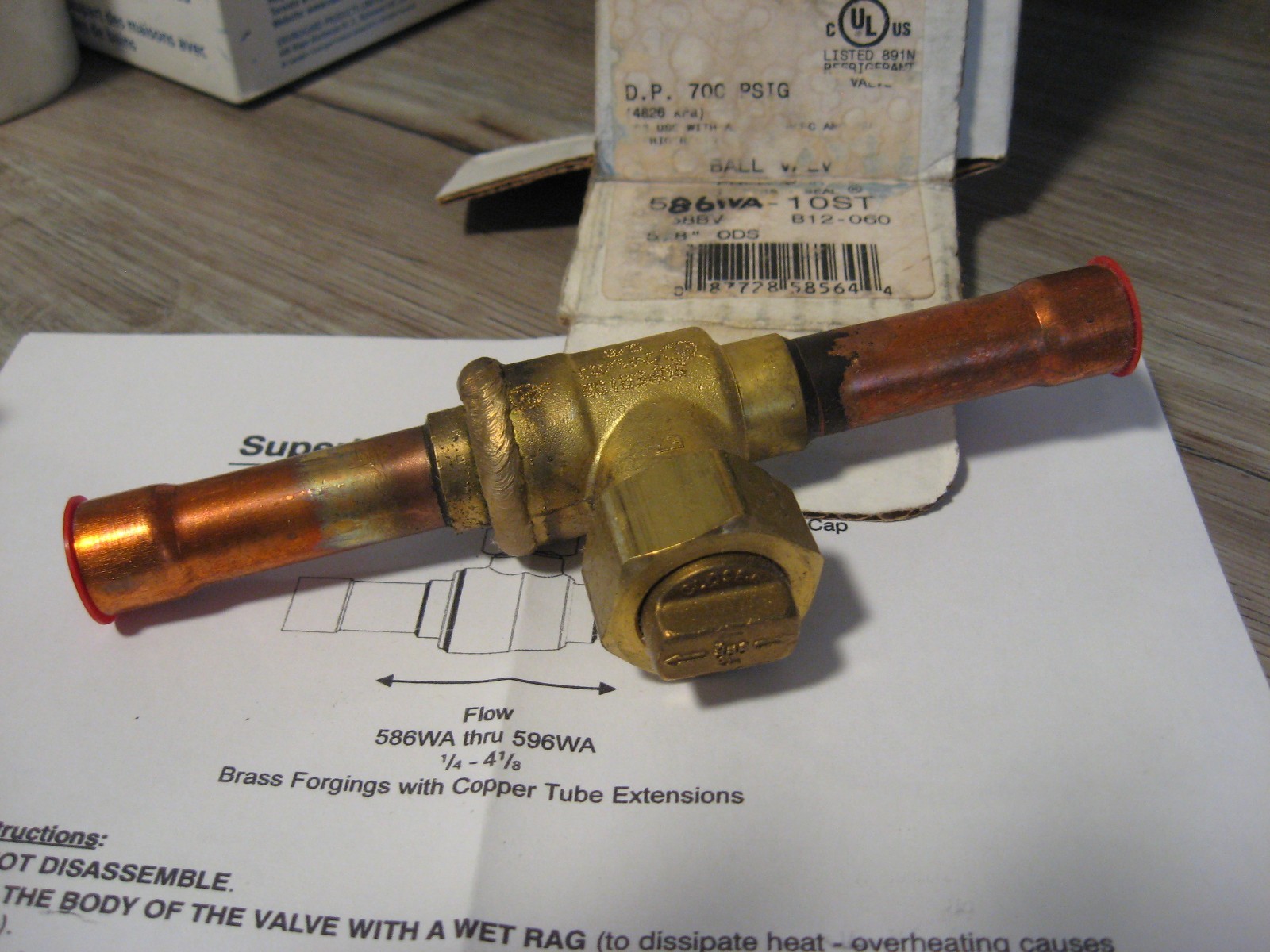 NEW Superior Refrigeration 586WA-10ST Ball Valve 5/8″ ODS 700 PSIG