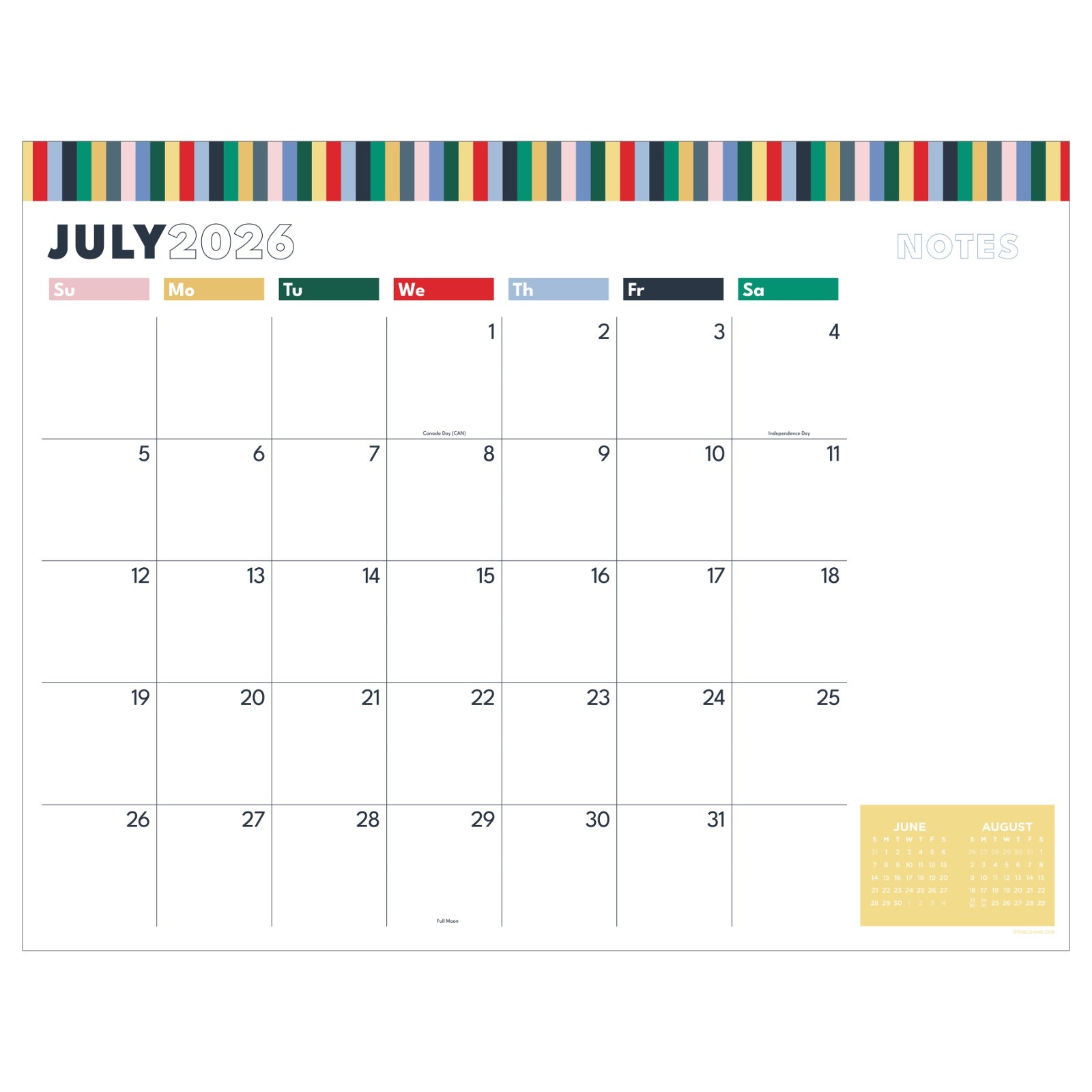 July 2026 – June 2027 Long Weekend Large Desk Pad Monthly Blotter Calendar