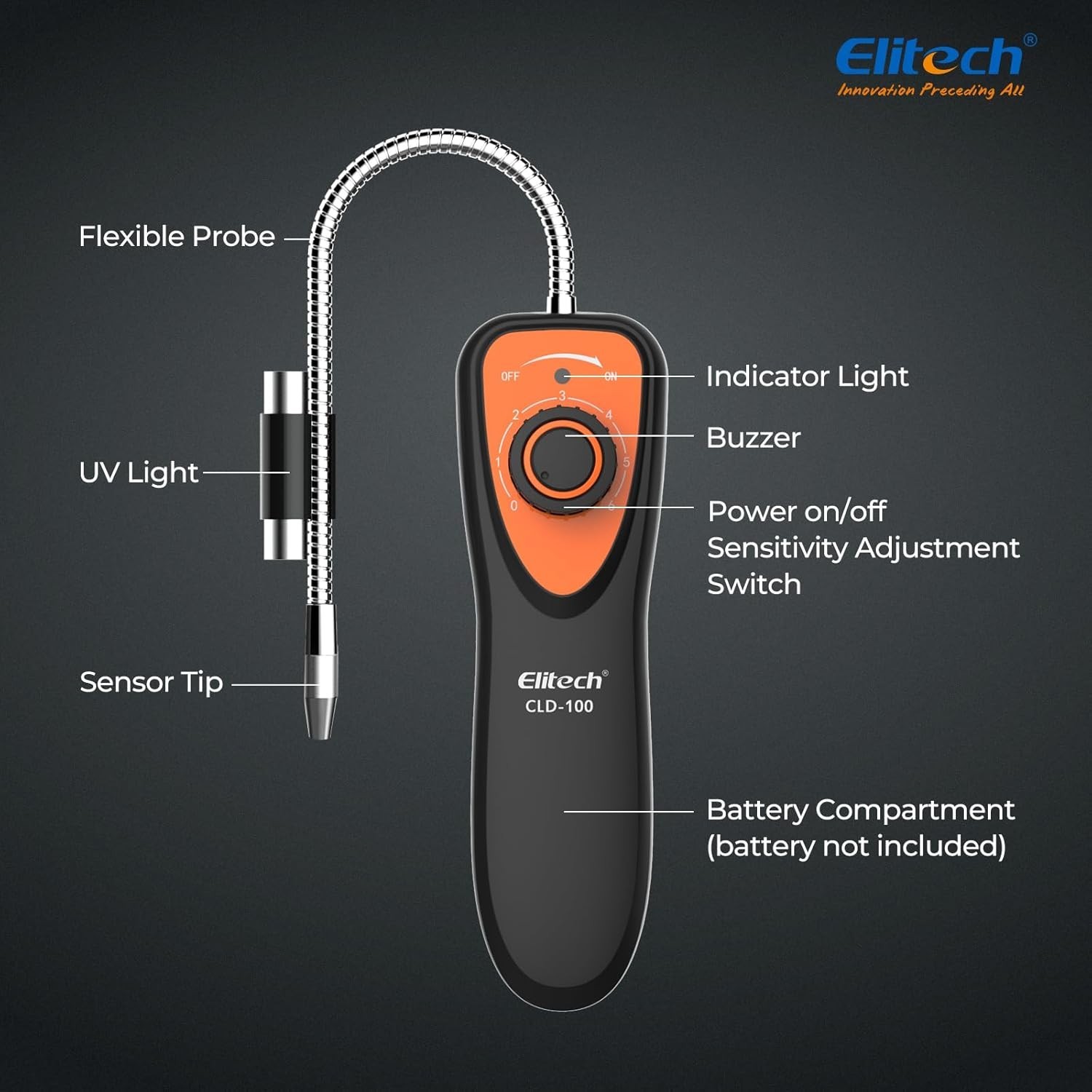 Efficient CLD-100 Leak Detector: Battery Operated with Audible & Visual Alerts