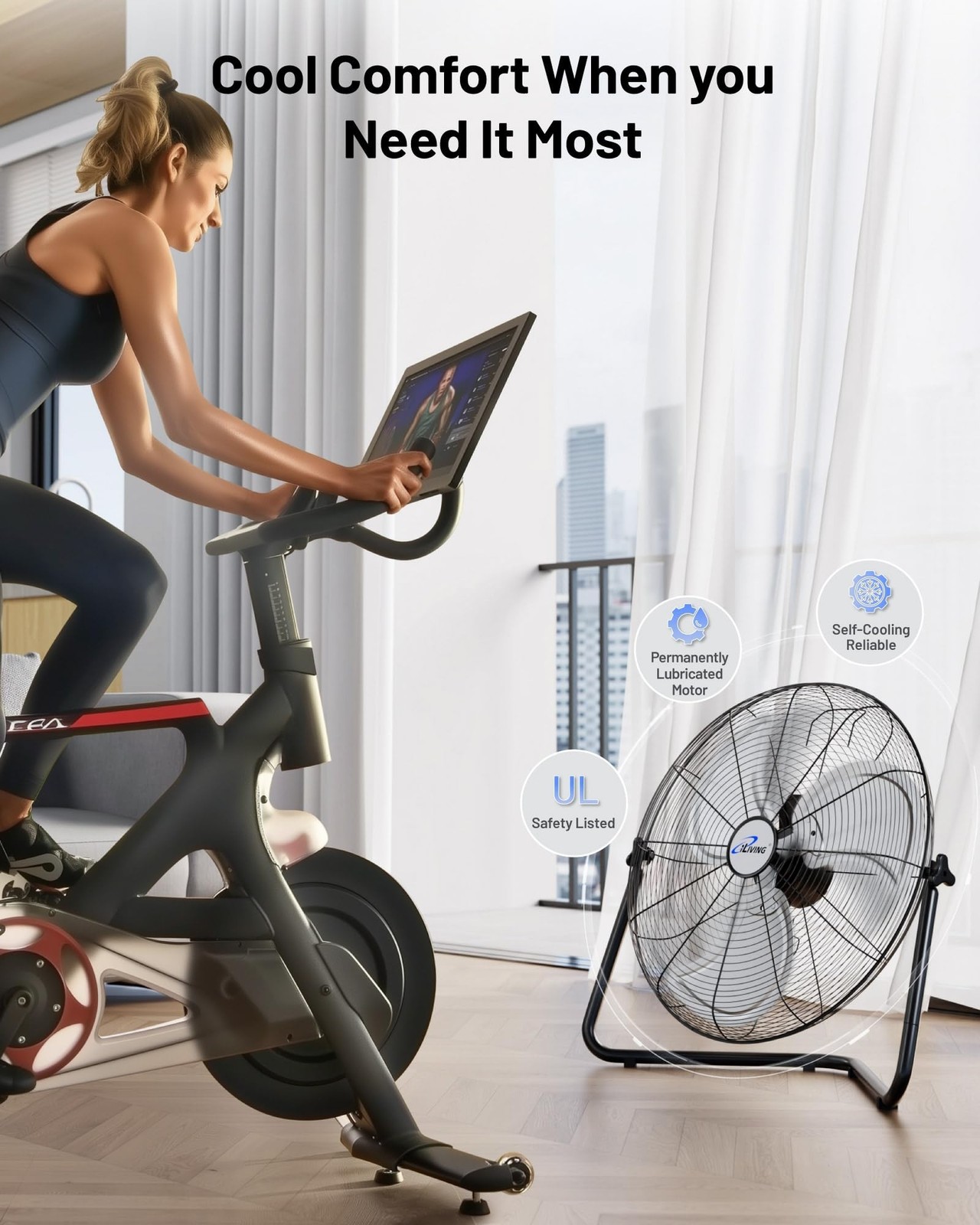 iLIVING 20 Inch Heavy Duty Floor & Wall Mount Fan – 5750 CFM High Velocity, 1…