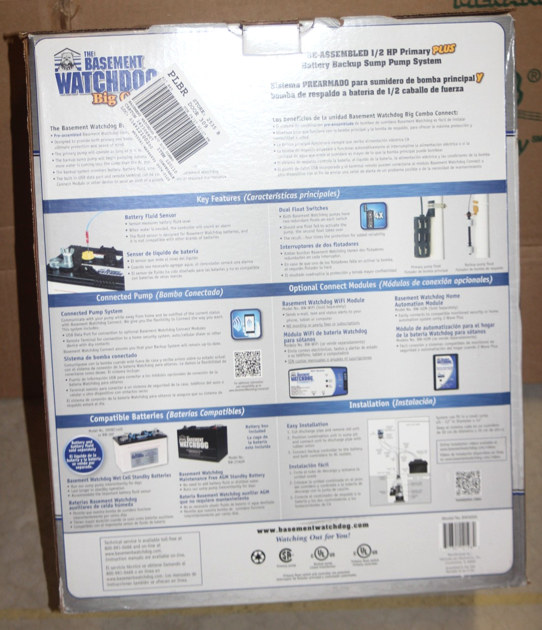 NEW BASEMENT WATCHDOG BW4000 1/2 HP Combination Submersible Sump Pump w Back Up