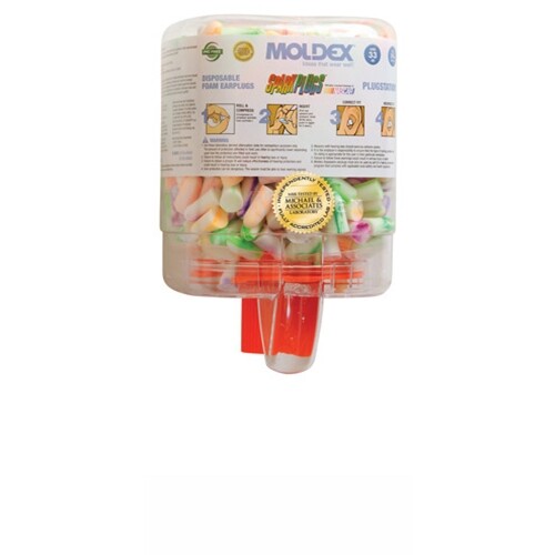 Moldex 6644 Sparkplug Extra-Soft Disposable Earplugs with Plugstation, 250 Pairs