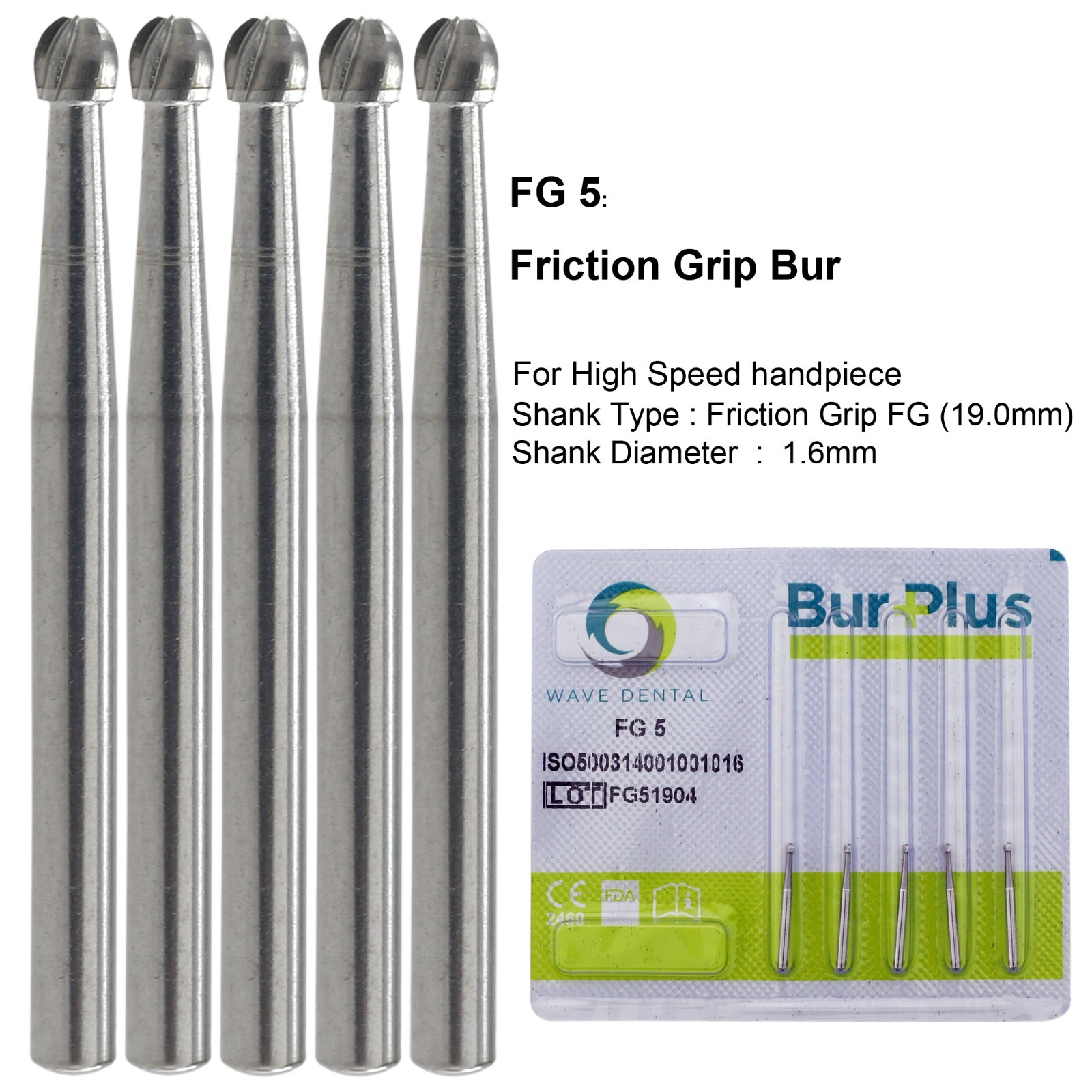 Wave Dental Surgical Bur Round 1/4 1/2 2 4 6 8 1 Carbide Bur FG High Speed 25mm