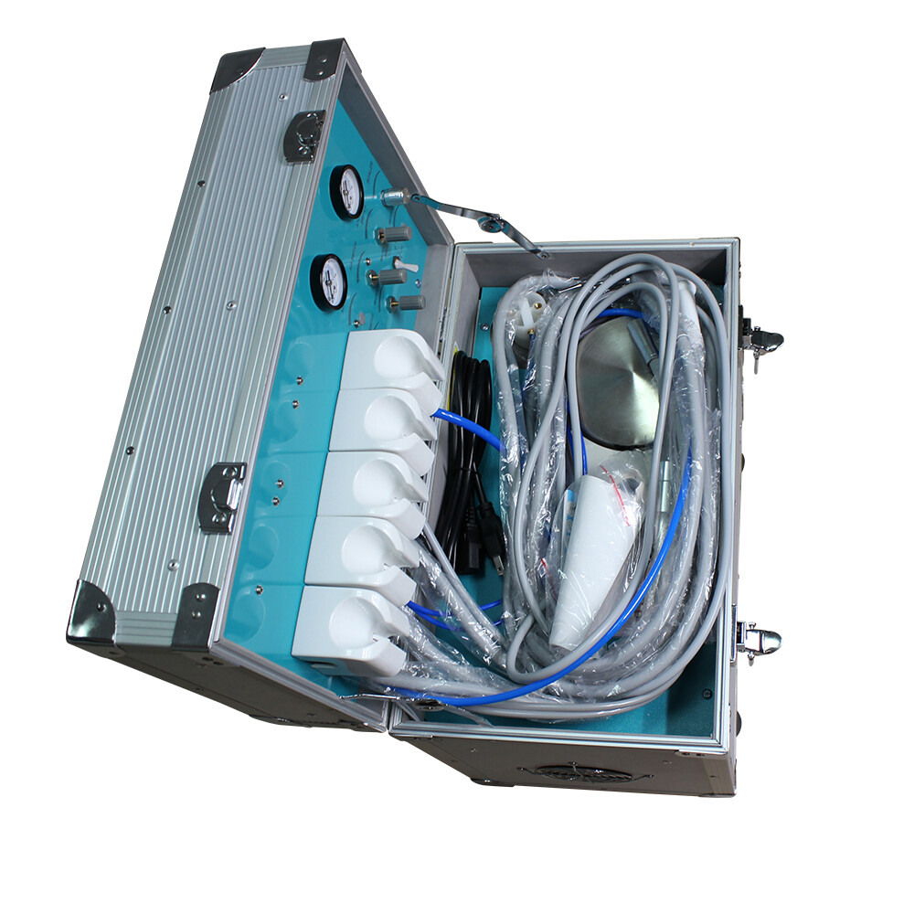 Portable Dental Mobile Delivery Unit Rolling Box Air Compressor Suction 4 Hole