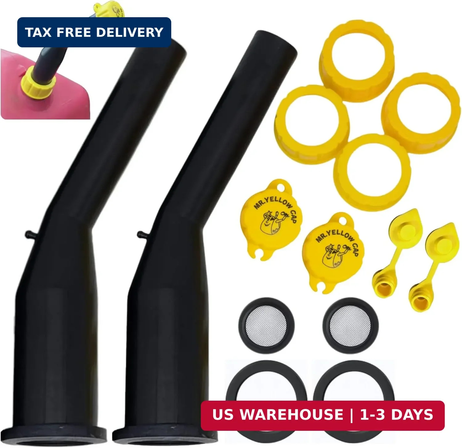 Mr Yellow Cap Gas Can Spout Replacement Kit – 2pack Universal Leakproof Angle Ga