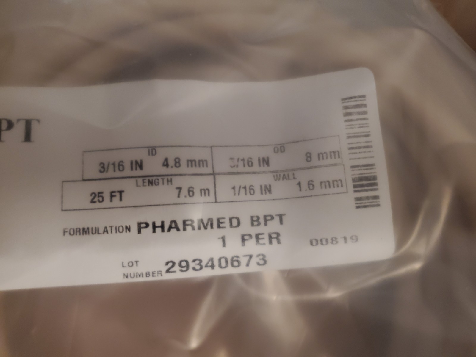 Tygon AY242012 PharMed BPT Biocompatible Tubing 3/16IN X 5/16 X 1/16″ 25Feet