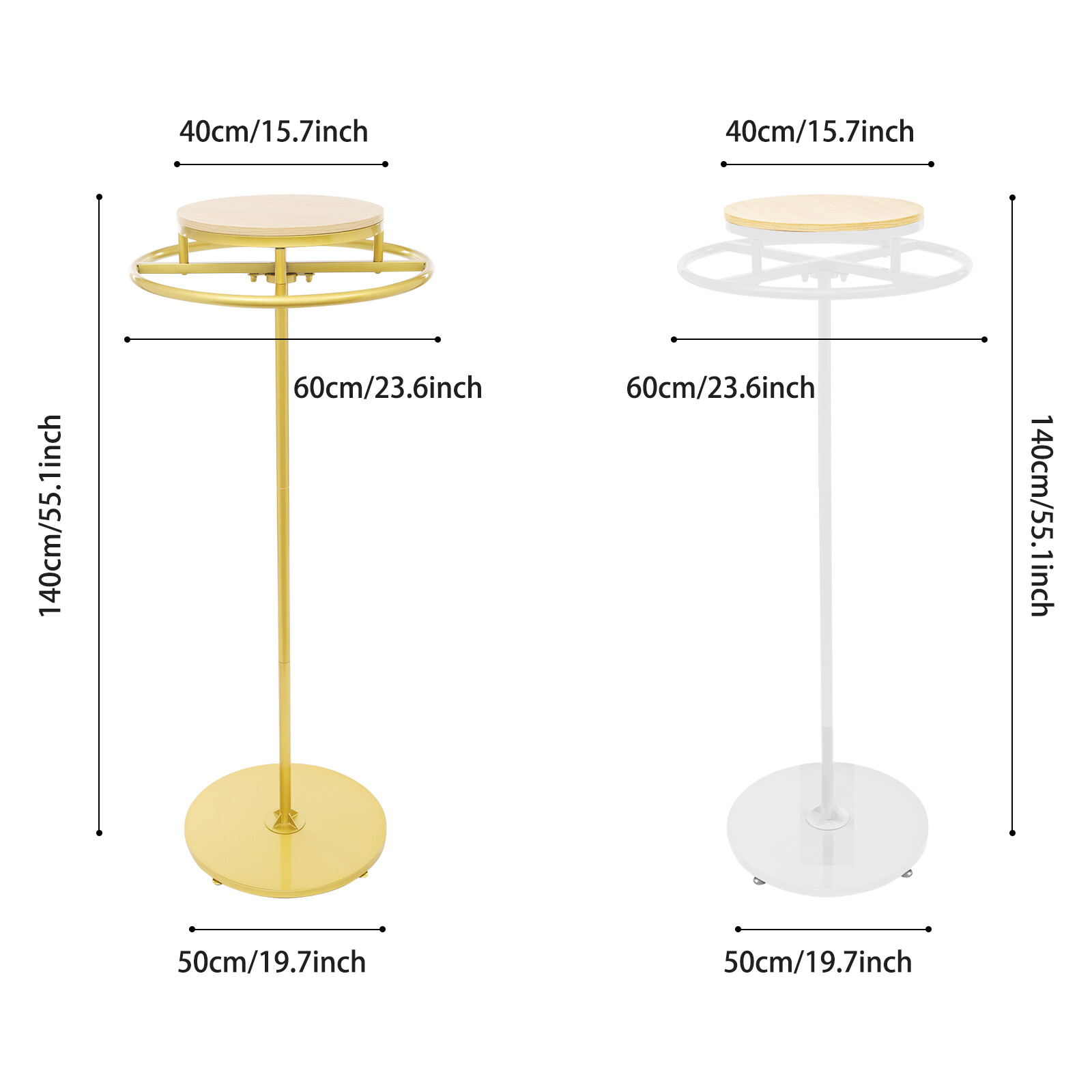 Round Clothing Display Rack Floor-standing Garment Hanging Rack 23.6*55.1inch US