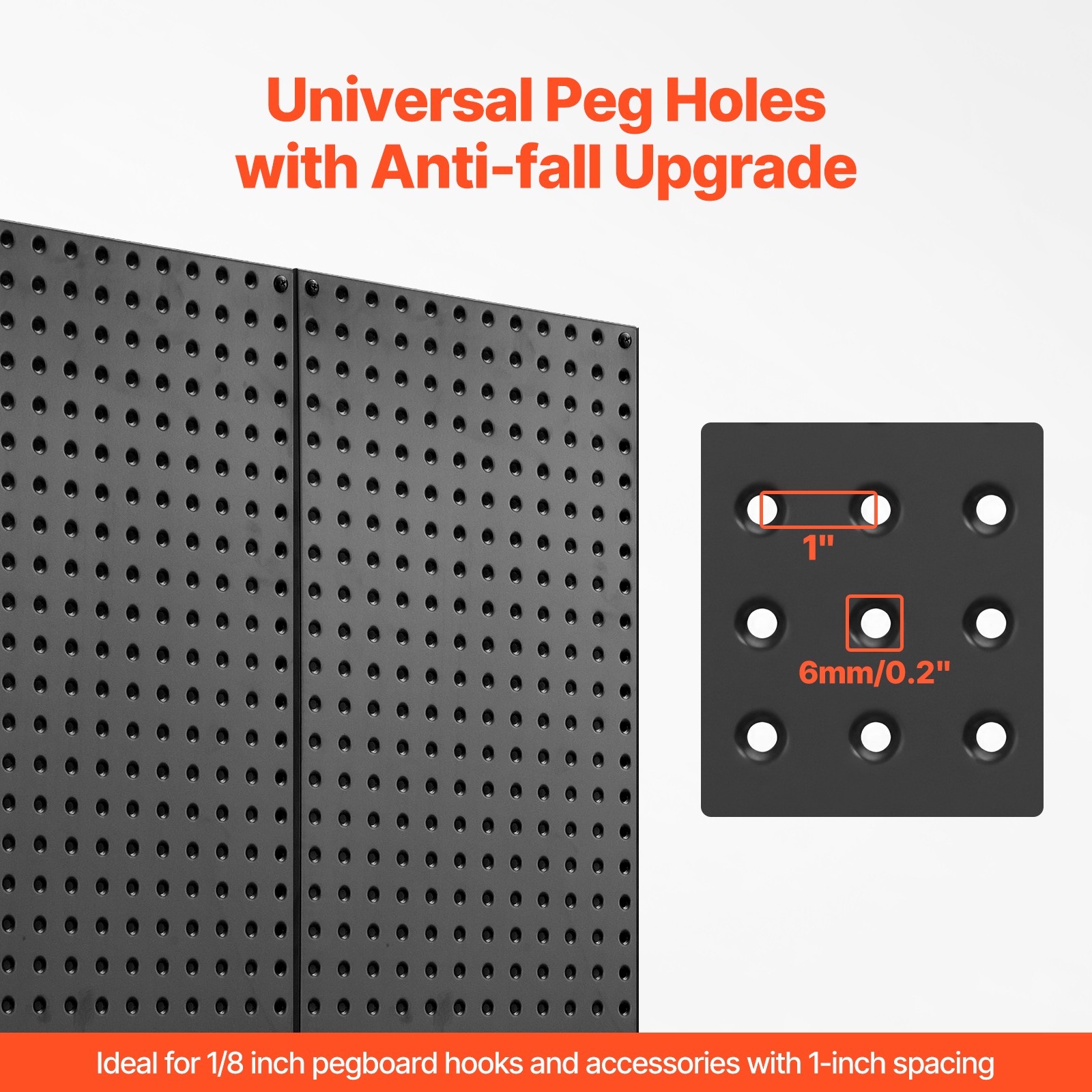 VEVOR Metal Pegboard Panels 2 Pcs 32″ x 16″ Wall Organizer for Garage Tool