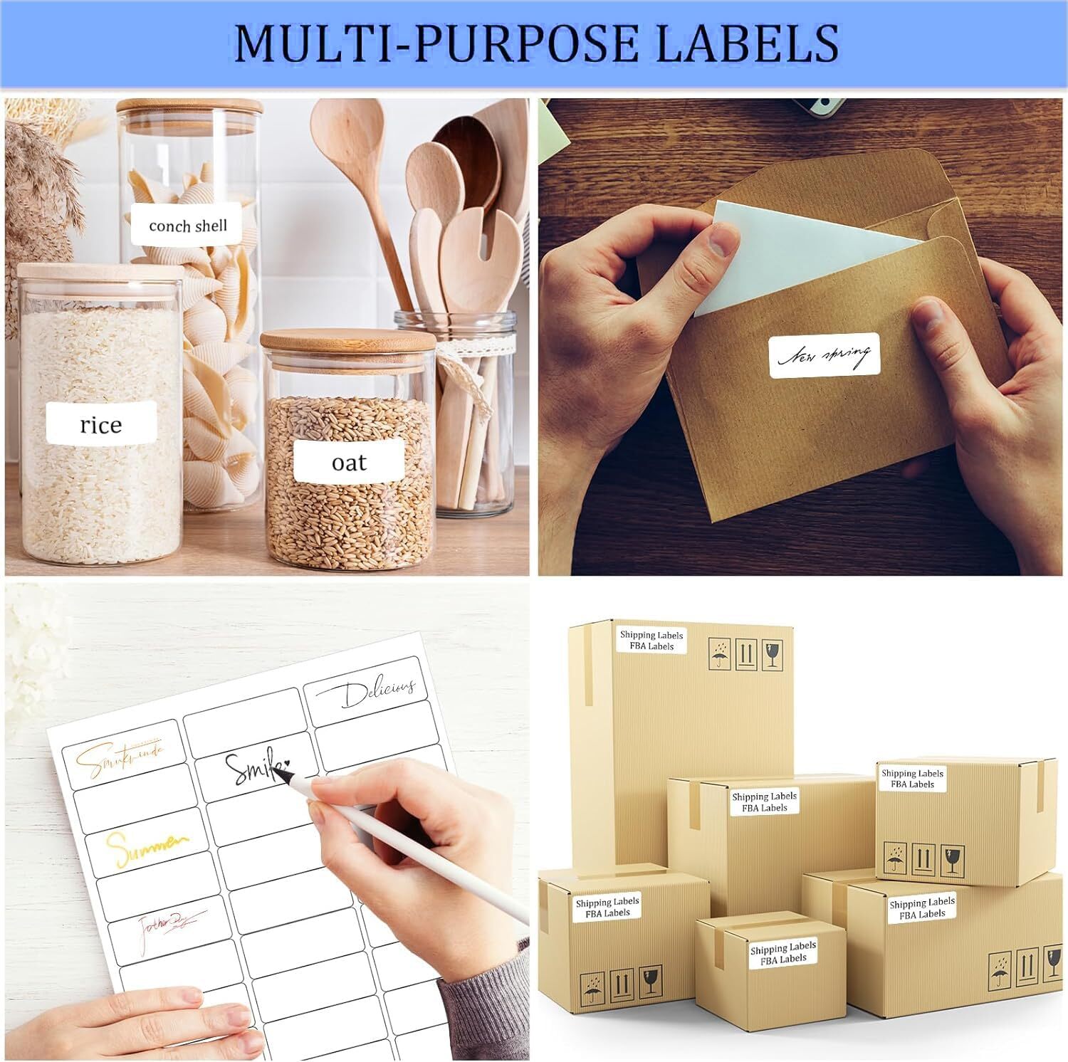 100 Sheets 1″x2-5/8″ Address Shipping Labels Stickers 30-UP for Inkjet and Laser