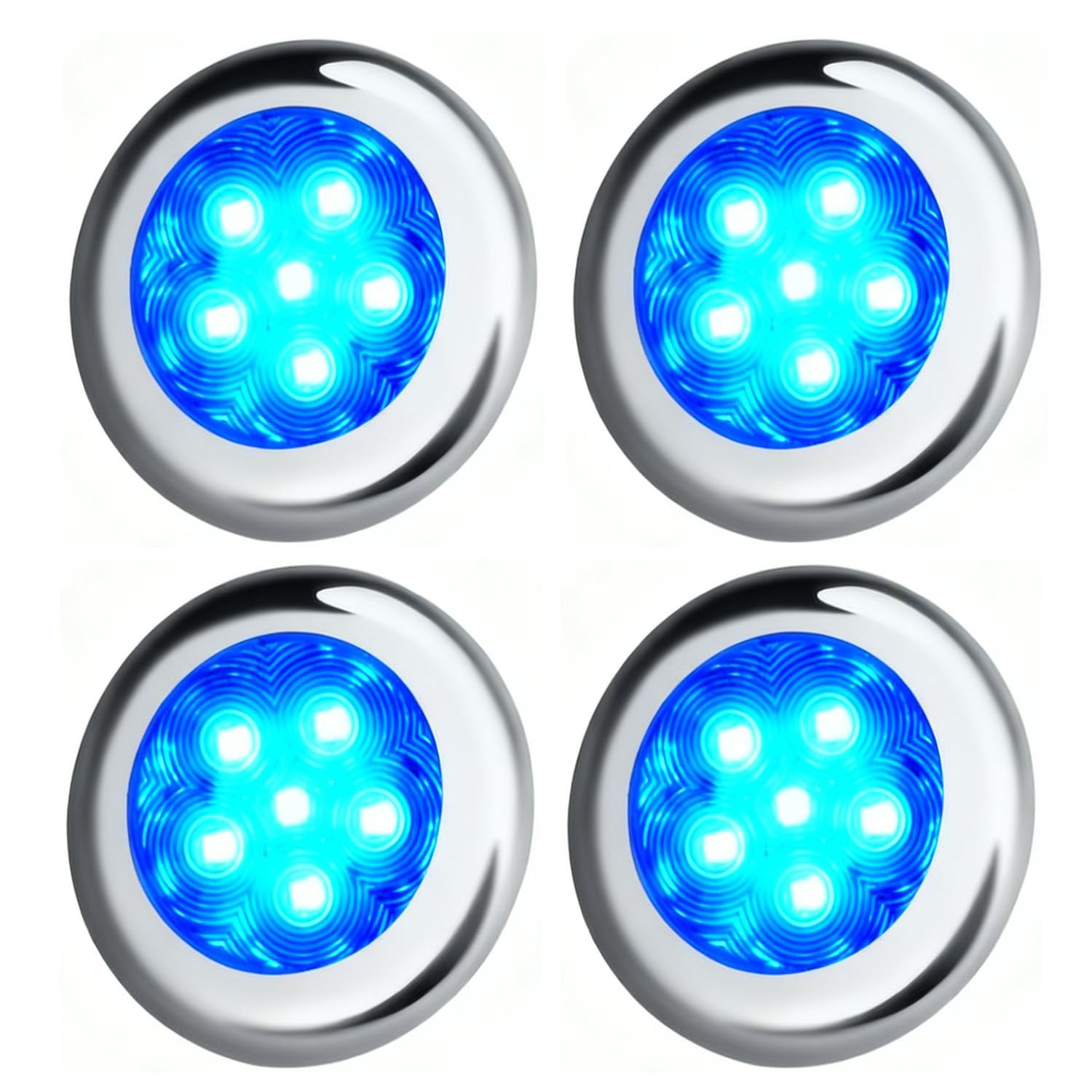 Boat Interior Lights IP68 Waterproof Blue 4 Piece Marine LED Stern Night Fishing