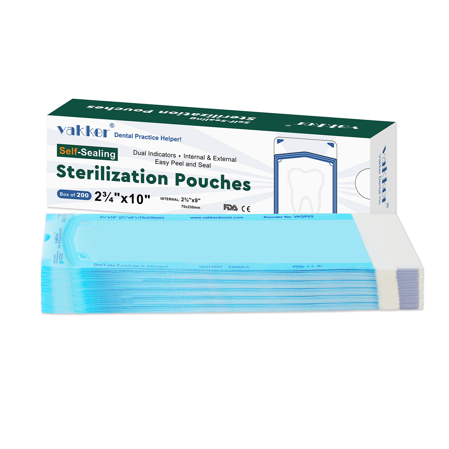1000pc 2.75″ x 10″ Self Sealing Sterilization Pouches Autoclave, Sterilizer Bag