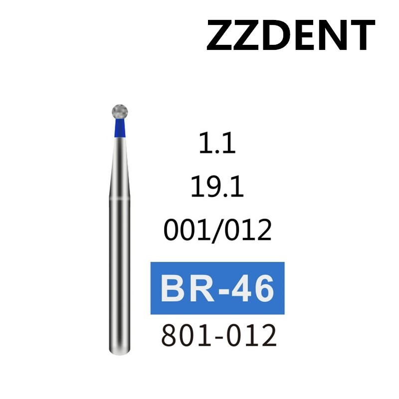 100 PCS BR-46 801-012 Ball Round Type Dental Diamond Burs FG Shank Dia. 1.6mm
