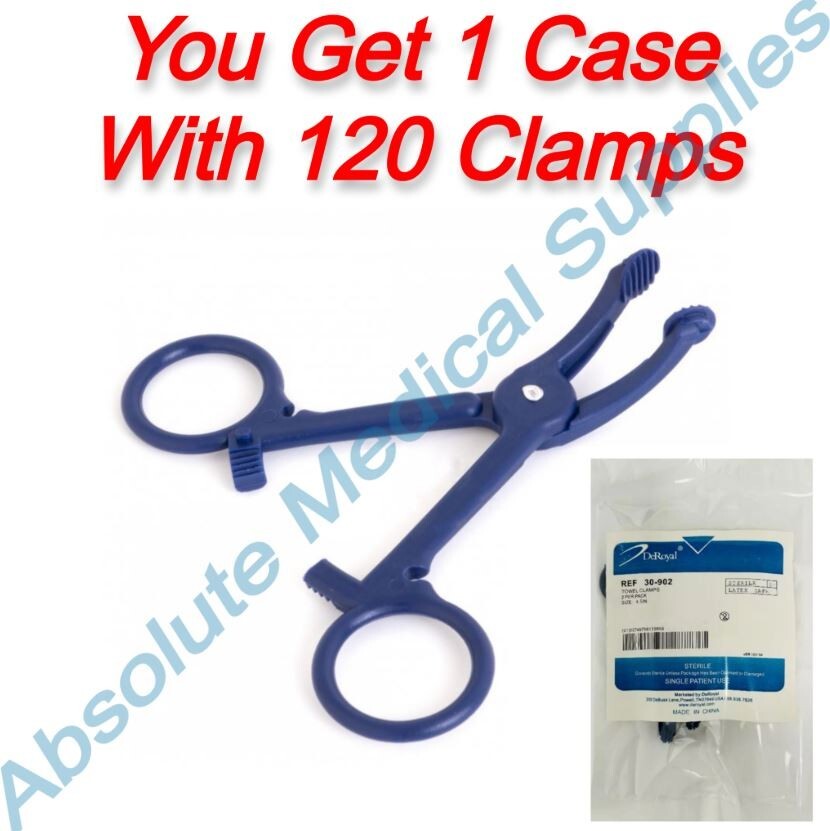 *120-Pieces* DeRoyal Towel Clamps 4.5″ Sterile 30-902