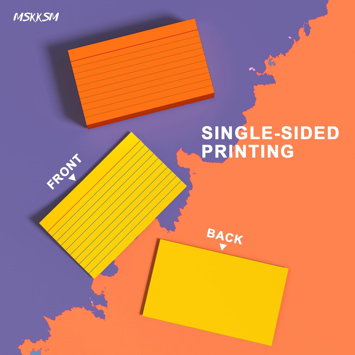 Colored Index Cards 3×5 Inch – 3 x 5 Inch- 300 Count, Neon 6 Colors- Ruled