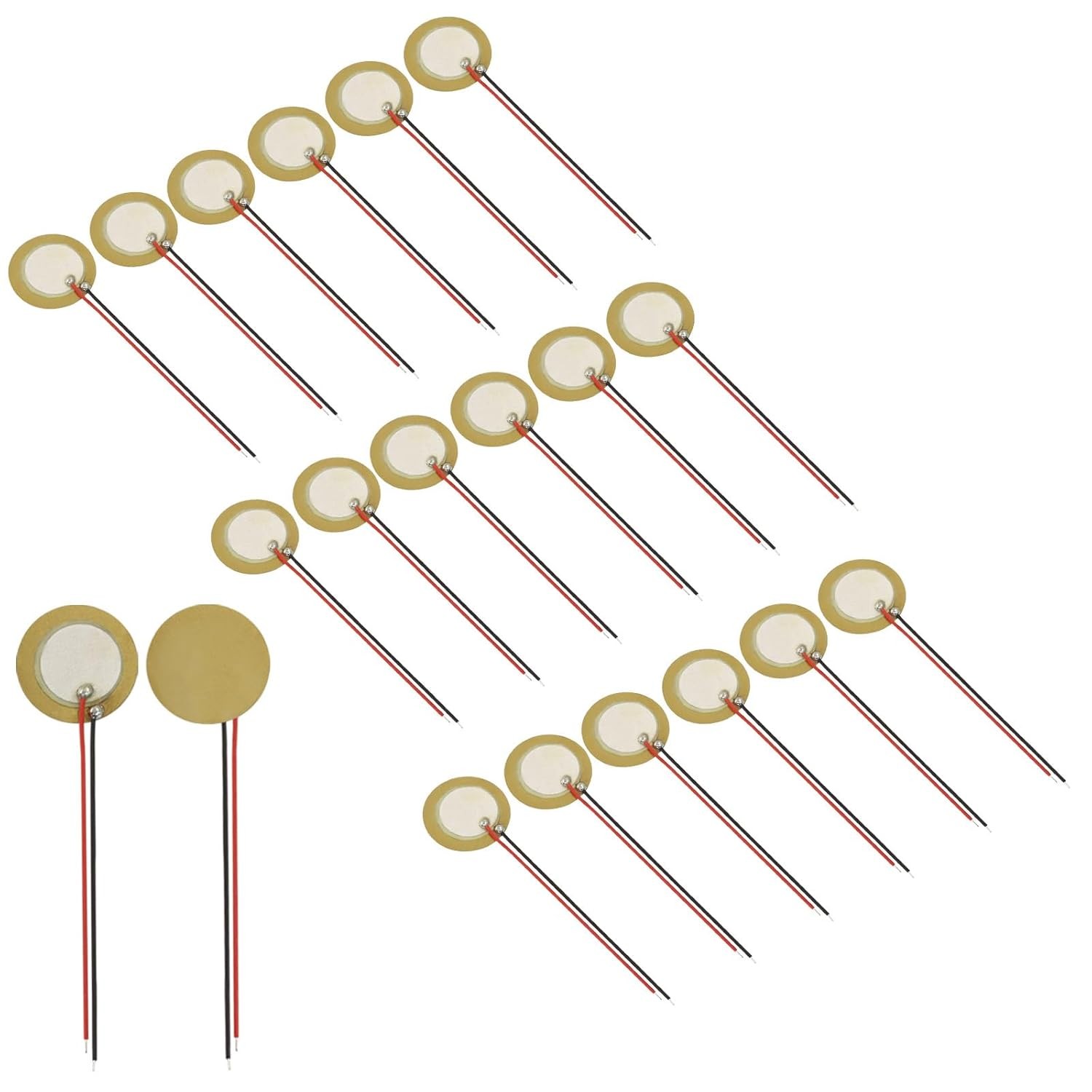 Piutouyar 20 Pack 27mm Piezo Discs with Leads, Acoustic Transducer Microphone Pi