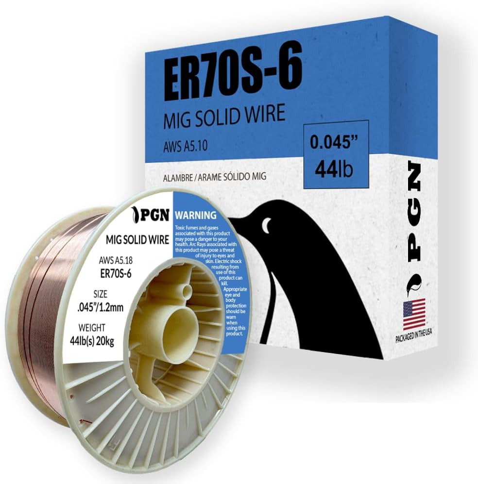 PGN Solid MIG Welding Wire – ER70S-6 .035 Inch, 44 Pound Spool – Mild Steel MIG