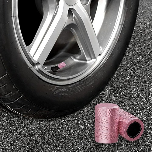 Tire Valve Stem Caps, Pink, 4 pcs/Pack, Anodized Aluminum Tire Valve Cap Pink