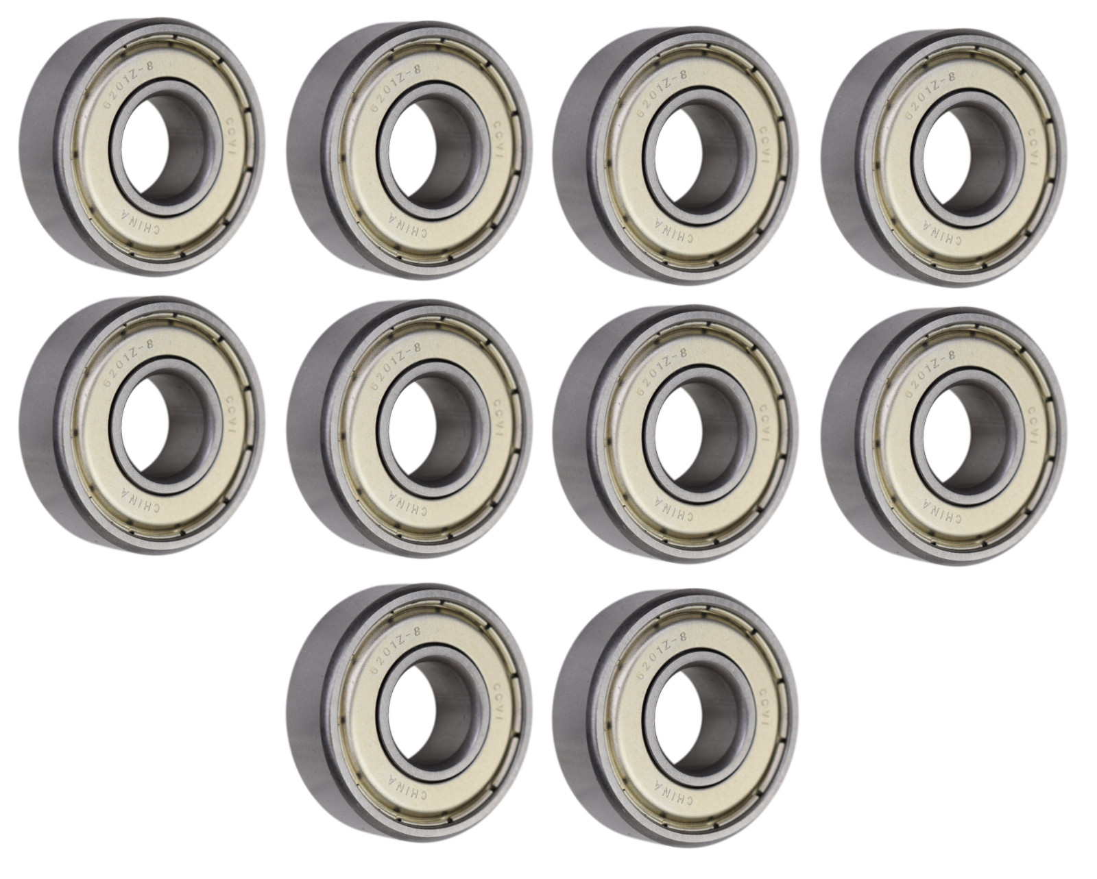 (10 Each) 6201-ZZ-1/2, 6201-2Z8, 201SS8 Shielded Radial Ball Bearing 0.5″X32X10