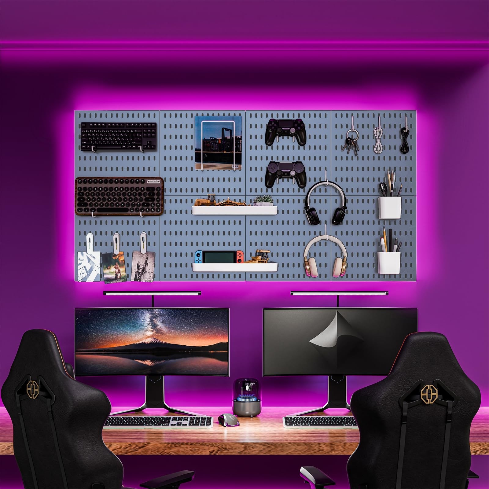 22″x22″ Pegboard Combination Kit Wall Organizer Kit – 4 Panels & 14 Hooks for…
