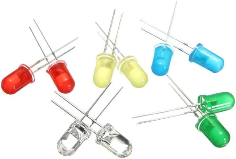 300Pcs 5mm 3mm LED Light Kit Yellow White Blue Red Green Assortment with Case