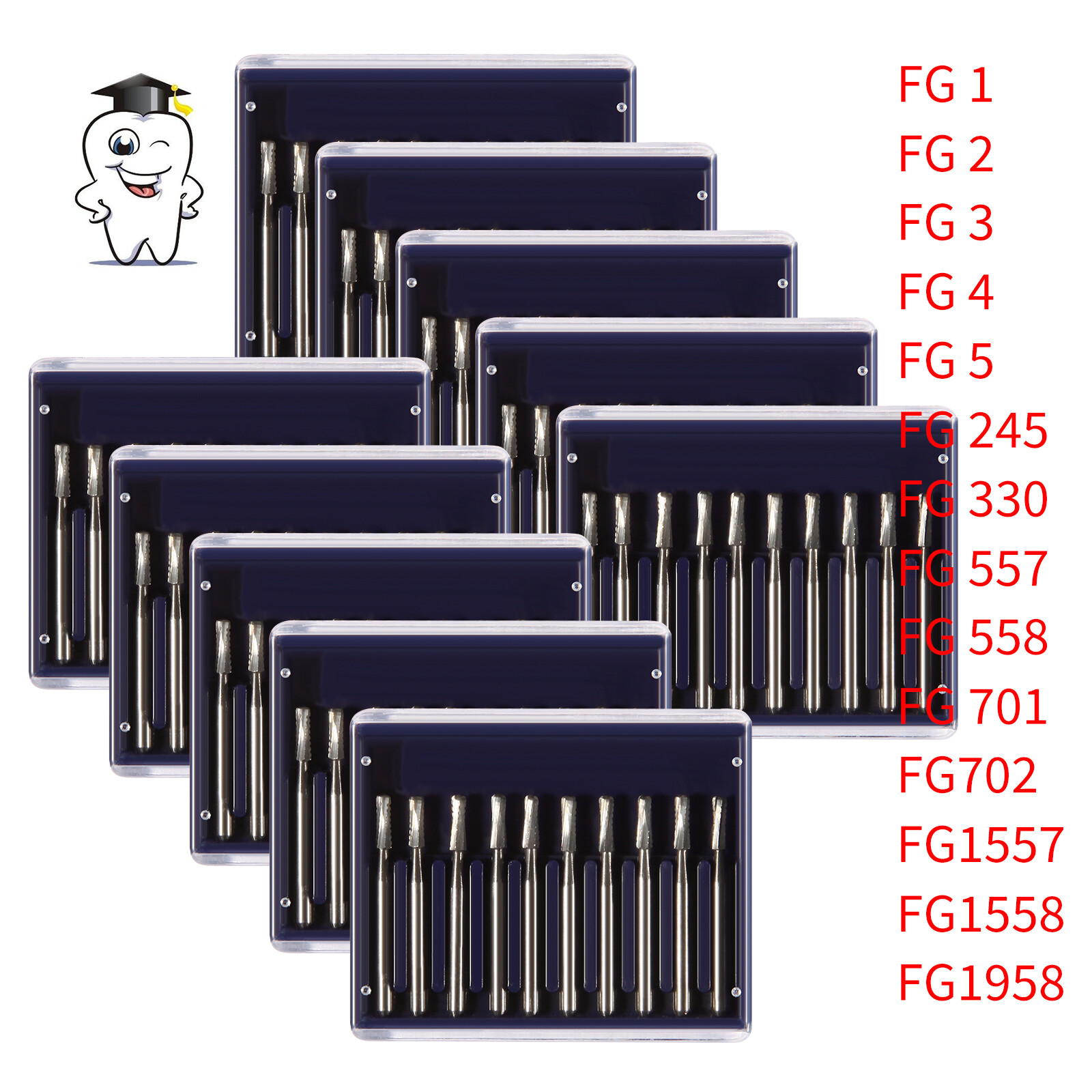 10-100PCS Dental Tungsten Carbide Inverted Cone FG Bur FOR High Speed Handpiece