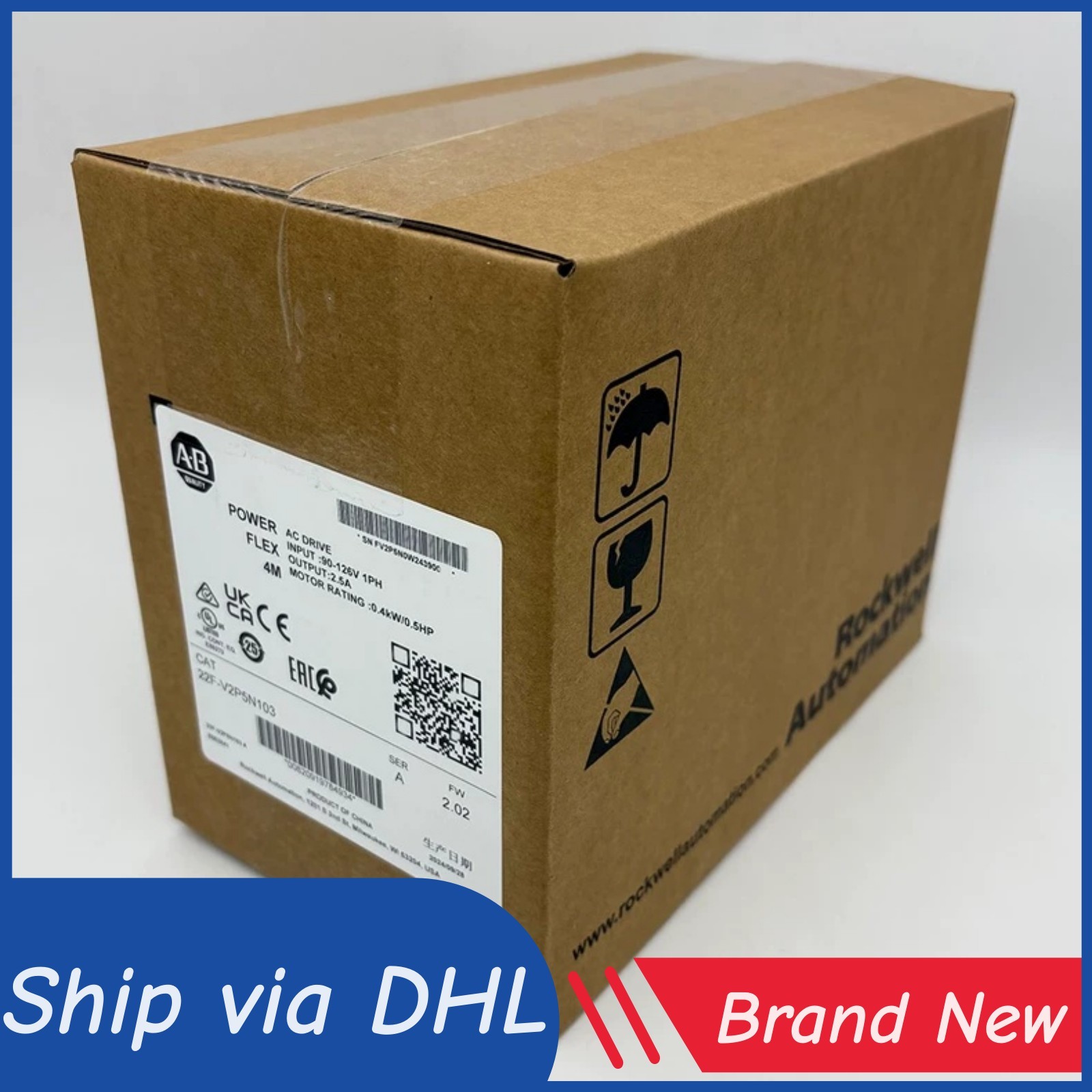 22F-V2P5N103 PowerFlex 4M 0.4kW 0.5HP 120V 1Ph 2.5A VFD New Free Ship