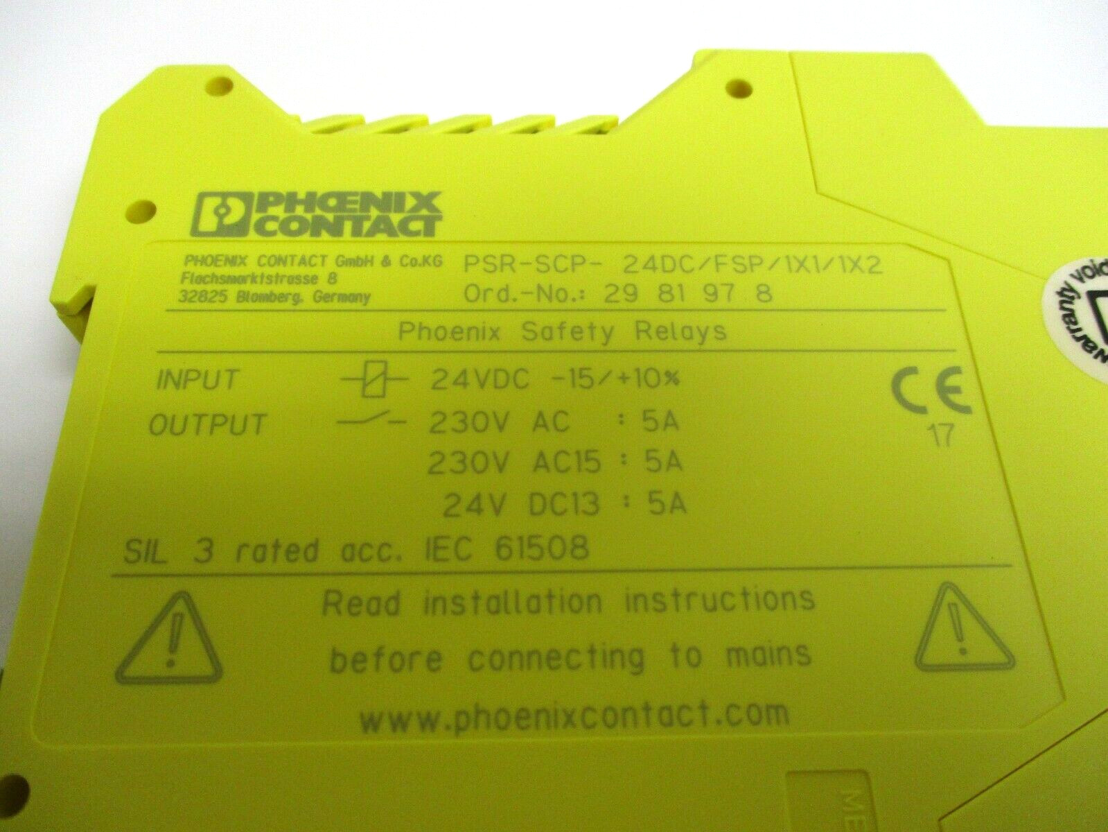 PHOENIX CONTACT, 2981978, PSR-SCP-24VDC/FSP/1X1/1X2, SAFETY RELAY
