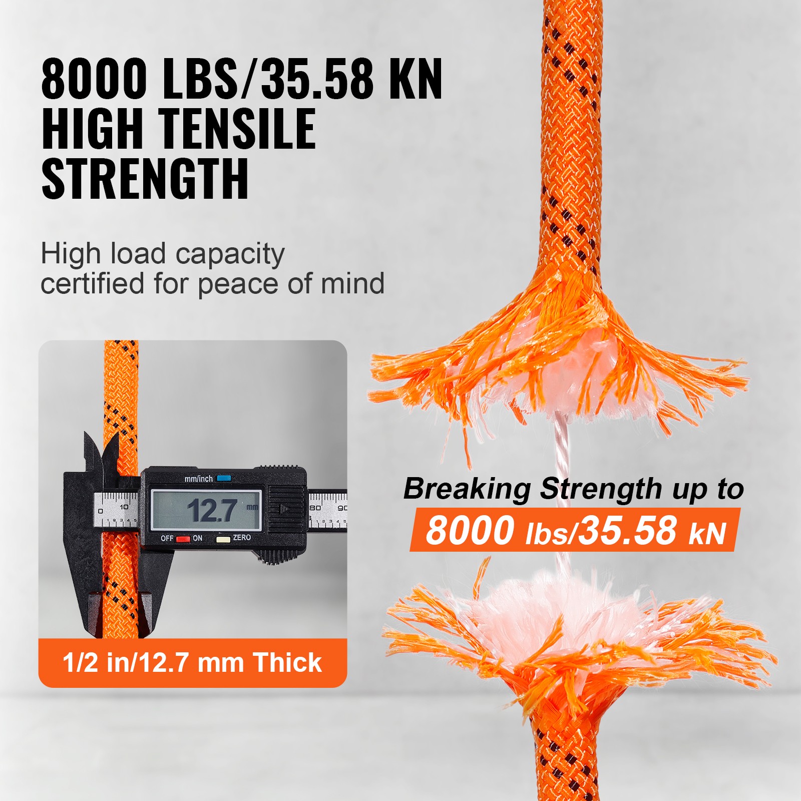 Uimoso Arborist Tree Climbing Rope 220ft Double Braid Polyester 1/2″ 3/4″ 3/8″