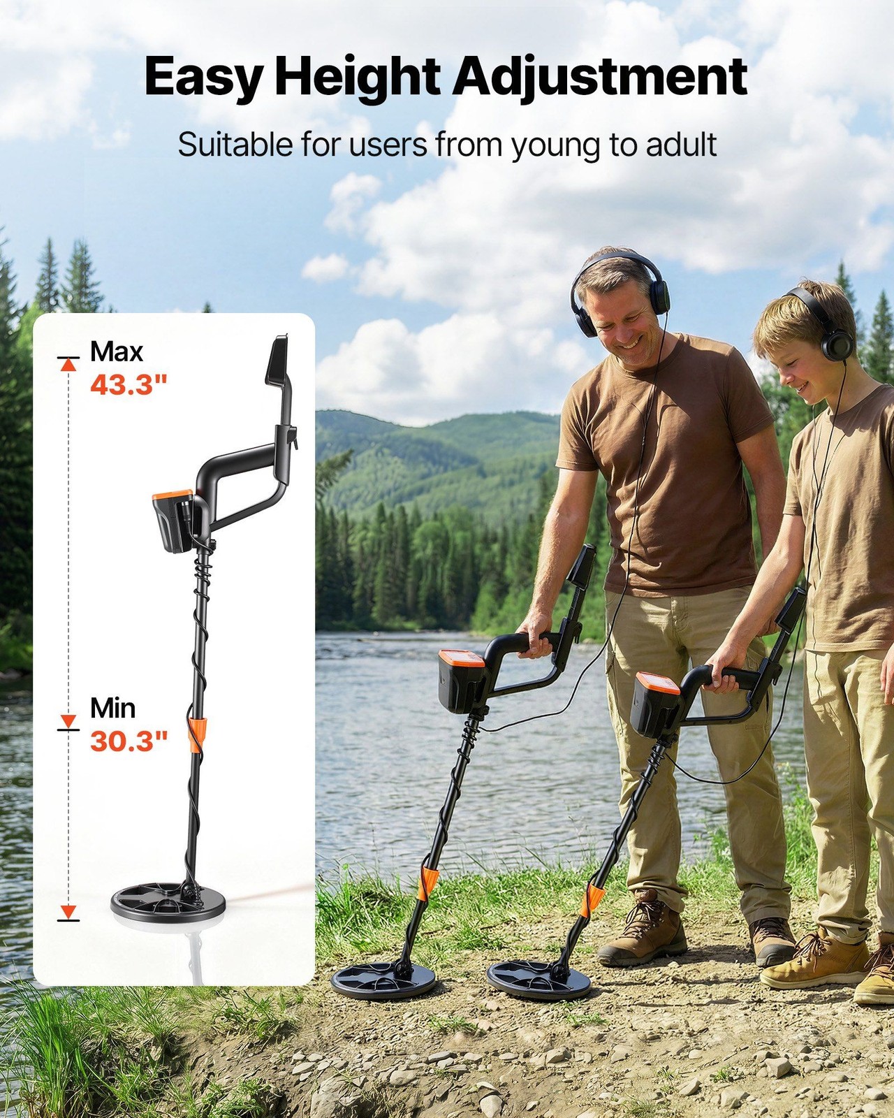 8″ High-Accuracy Metal Detector for Adults — 5.8kHz, FSTN Screen, IP68 Coil