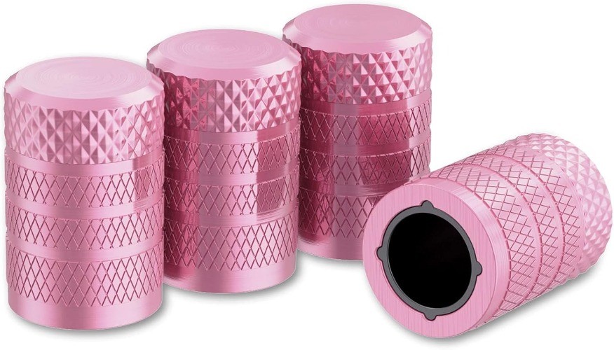 Tire Valve Stem Caps, Pink, 4 pcs/Pack, Anodized Aluminum Tire Valve Cap Pink