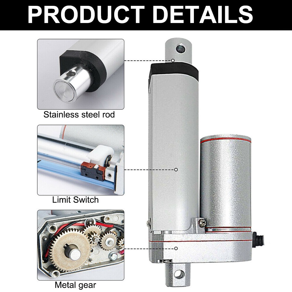 DC 12V 12″ inch Linear Actuator W/ Wireless Remote Controller for Electric Power