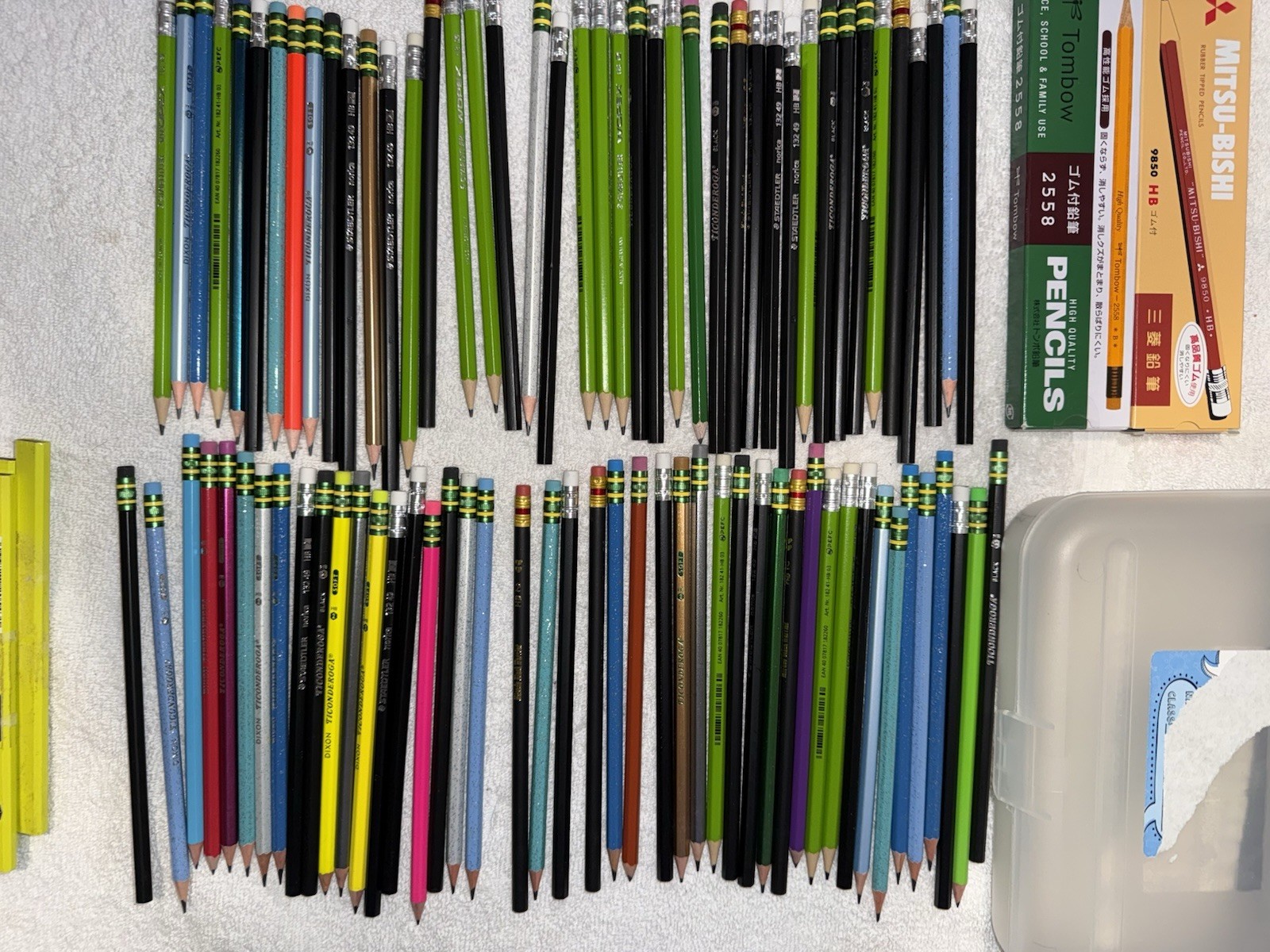 Dixon Ticonderoga Mitsu-Bishi, Tombow, Quality Wooden Pencils Collection w/ Case