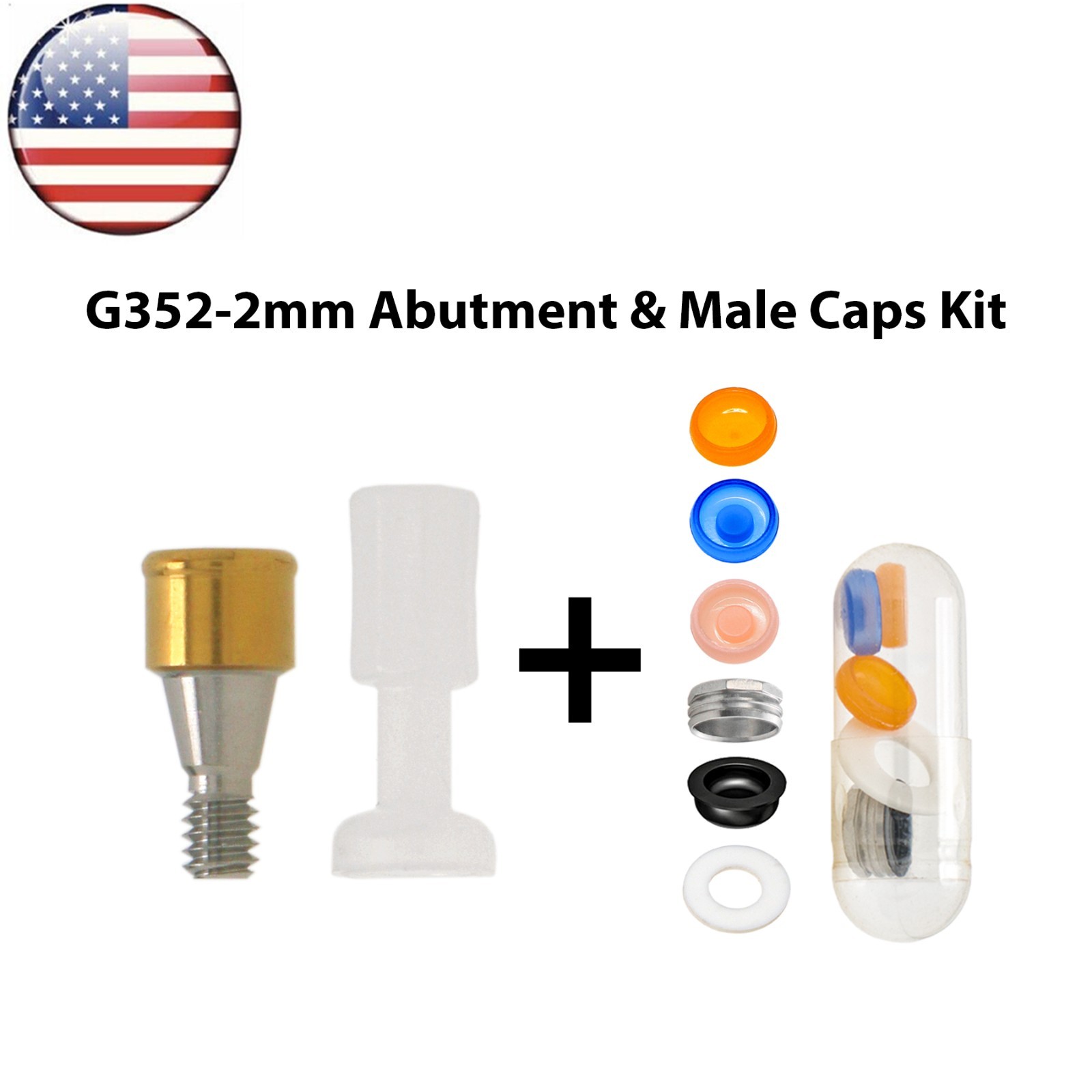 US Dental Mini Overdenture Locator Abutment & Male Caps Fits Hiossen Osstem ET