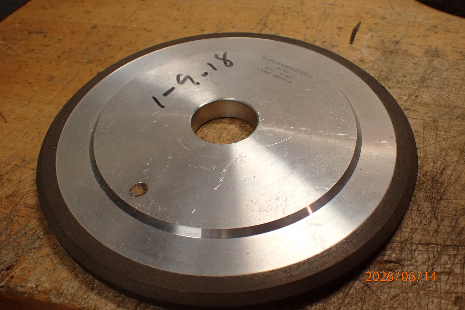 LOT LX: SUPERABRASIVES SURFACE GRINDING GRINDER WHEEL WITH 1-1/4 ARBOR BORE