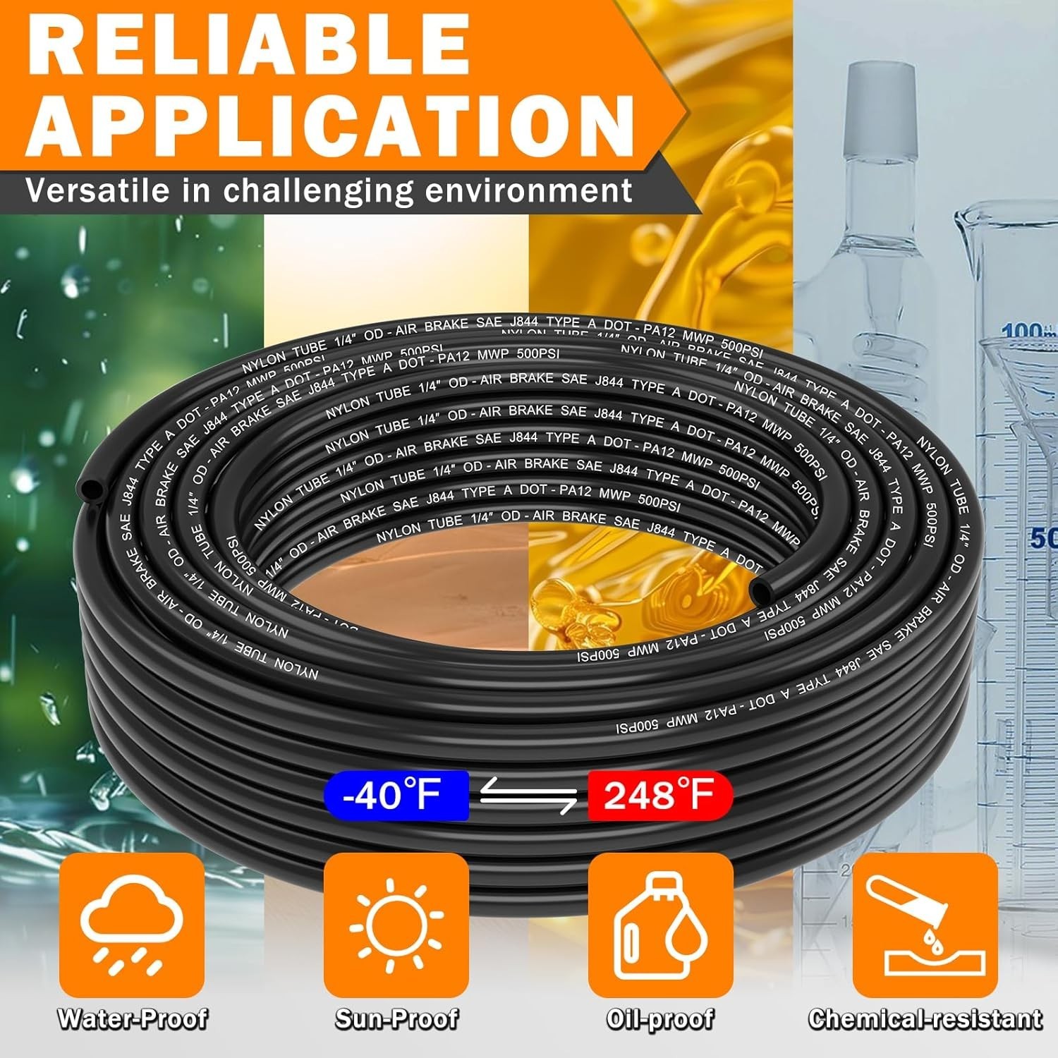Versatile 50 FT 1/4″ High-Pressure Air Hose – Perfect for Workshop & Vehicle Use