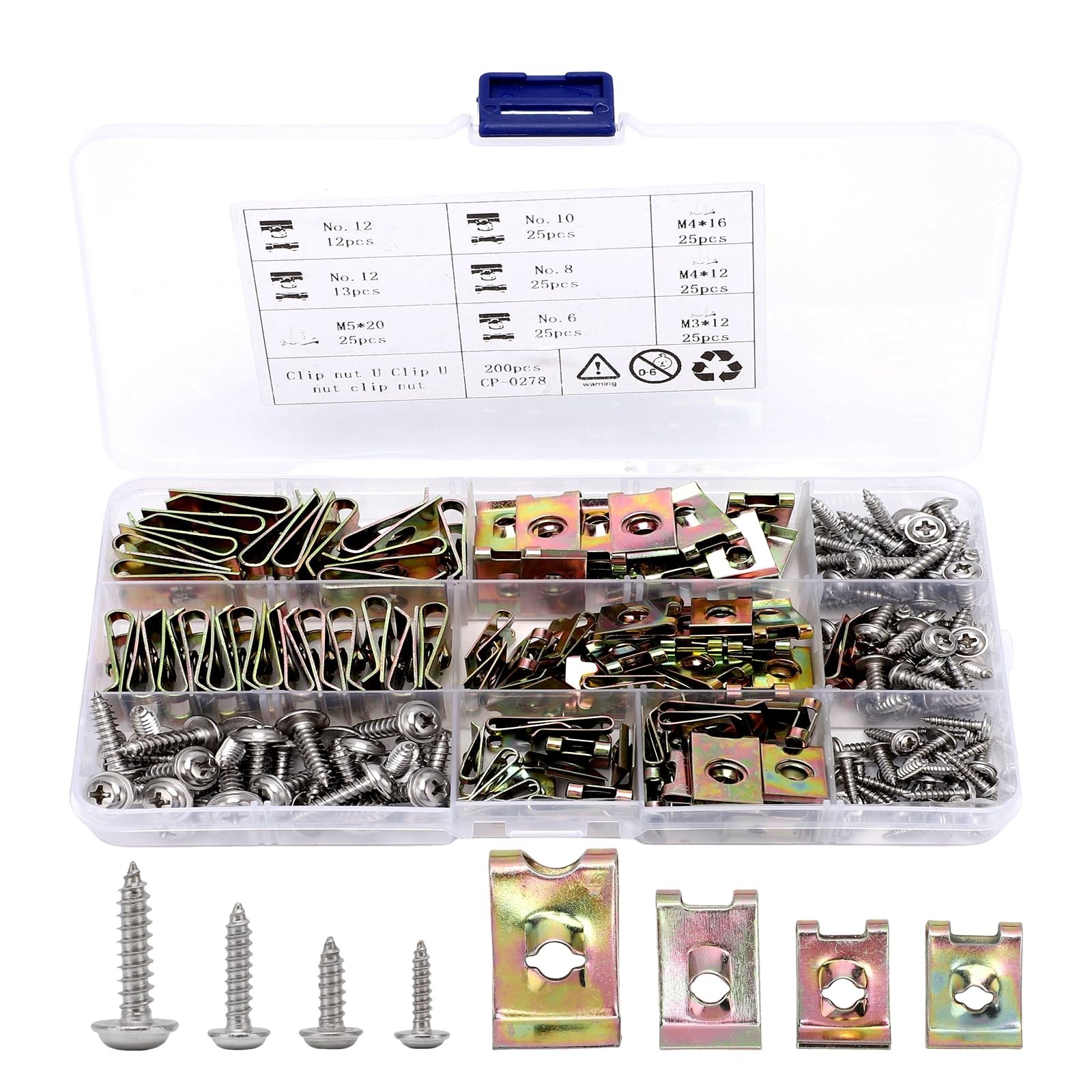 100PCS Automotive U-Clips & Fasteners Assortment for Car Interior Trim, Screws I
