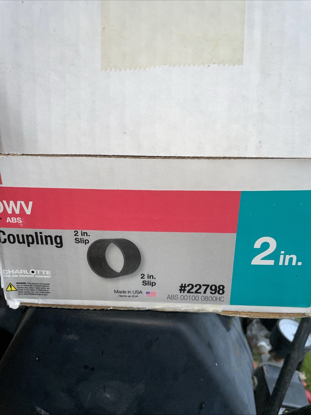 Charlotte ABS001000800HC Black DWV ABS Coupling 2 x 2 Hub Dia. in. Box Of 50