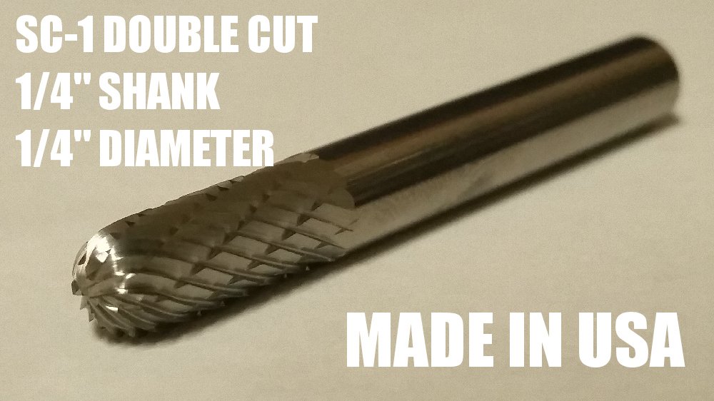 SC1D Cylindrical Cut Tungsten Carbide Burr Bur Cutting Tool Die Grinder Bit 1/4″