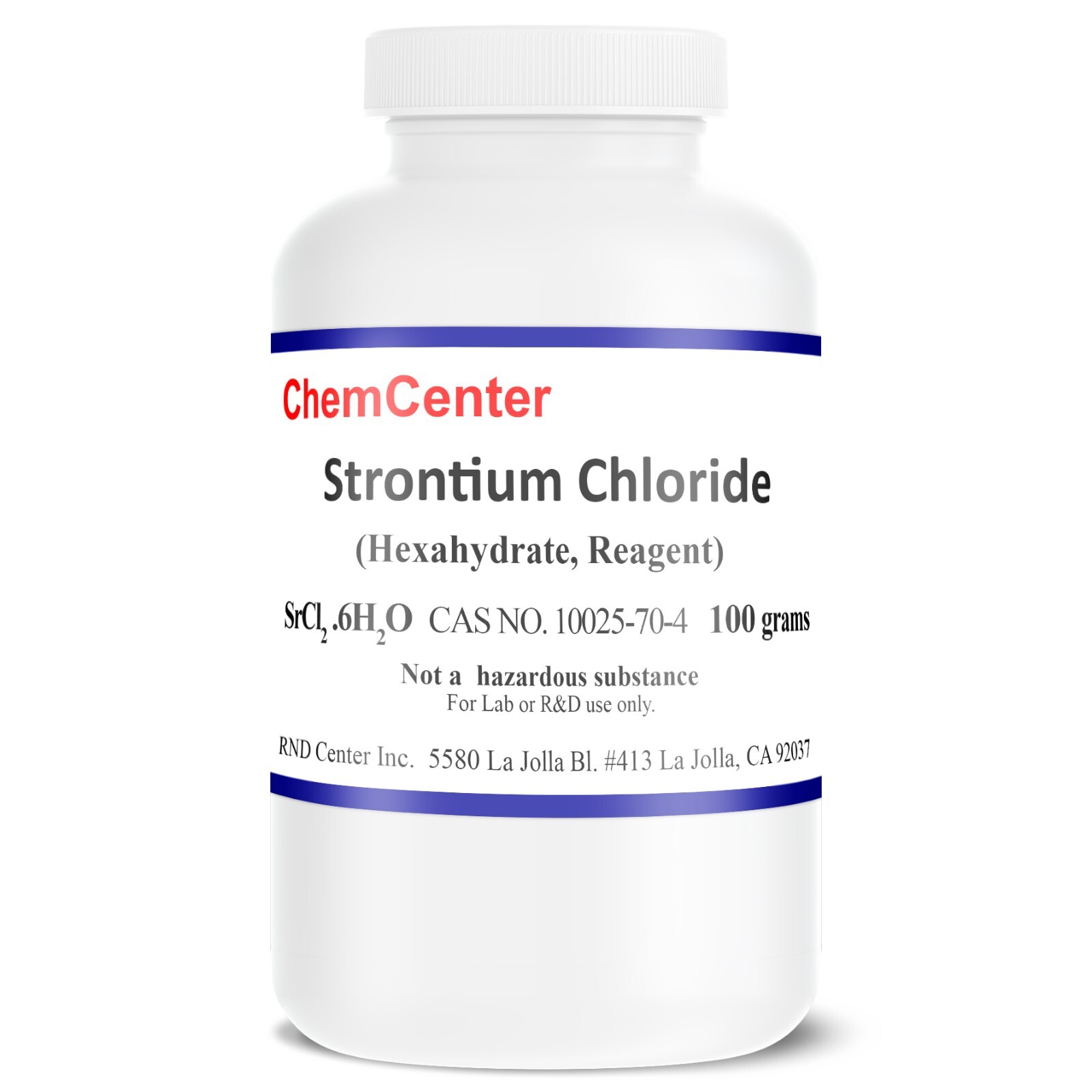Strontium Chloride, Hexahydrate, Ultra Pure, Reagent ACS 99.9+%, 100 g