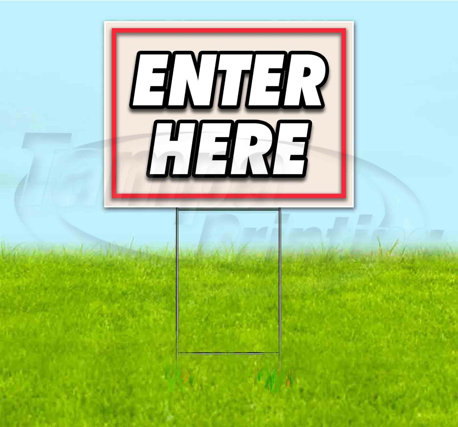 ENTER HERE 18×24 Yard Sign WITH STAKE Corrugated Bandit USA BUSINESS DIRECTION