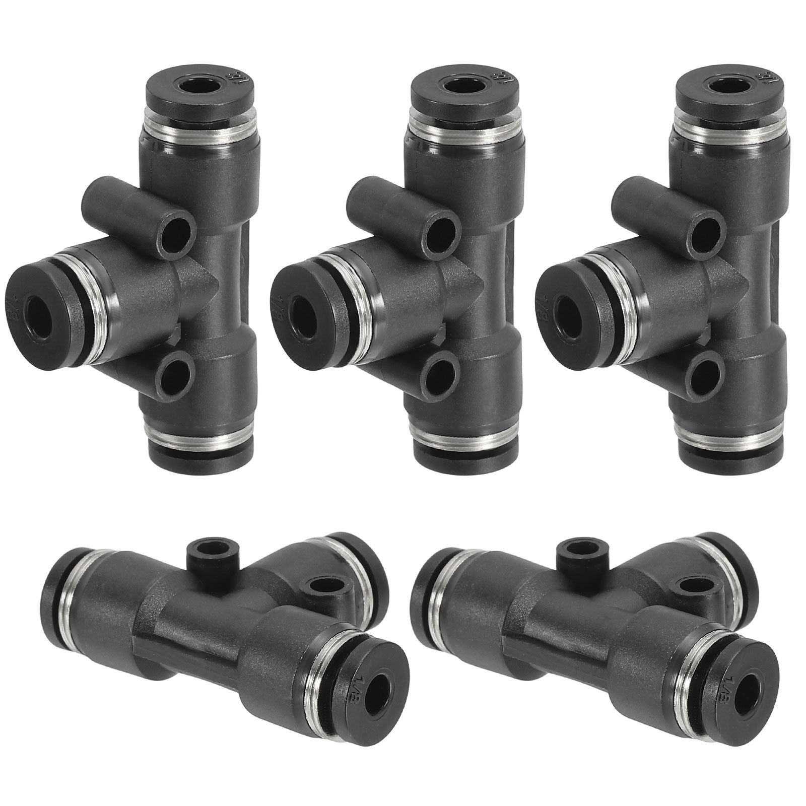 5Pcs 1/8″ OD Tee Plastic Push to Connect Fittings 3 Ways Tube Connect Fit